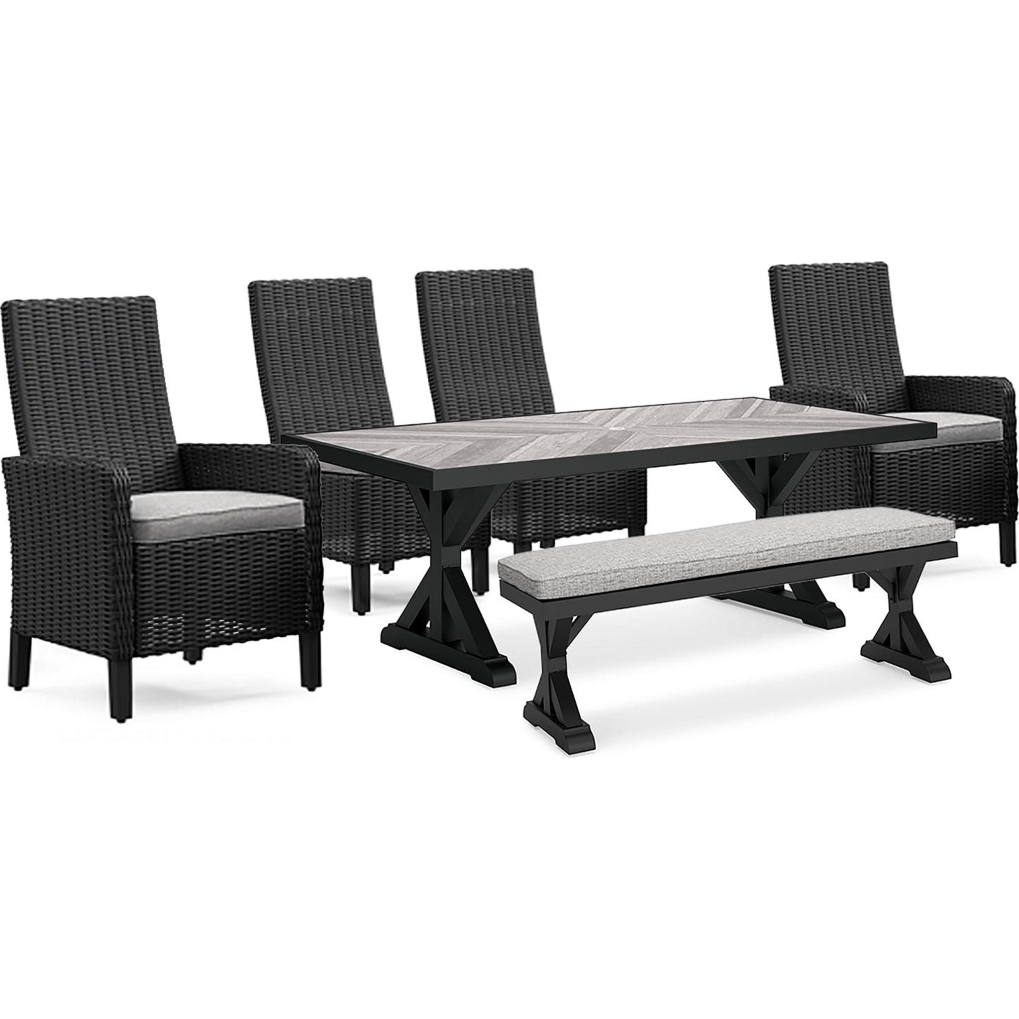 Beachcroft 6-Piece Outdoor Dining Set - Black & Light Gray Patio Furniture for Backyard, Garden, Poolside Dining & Entertaining