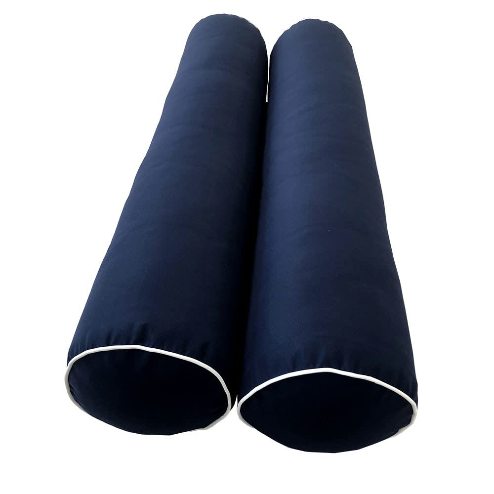 SLIPCOVER ONLY | S5 Outdoor Daybed Mattress Bolster Pillow Cushion Covers with Contrast Piping Trim - Twin XL Size (AD101) - Perfect for Patio Furniture, Poolside Lounging & Garden Daybeds