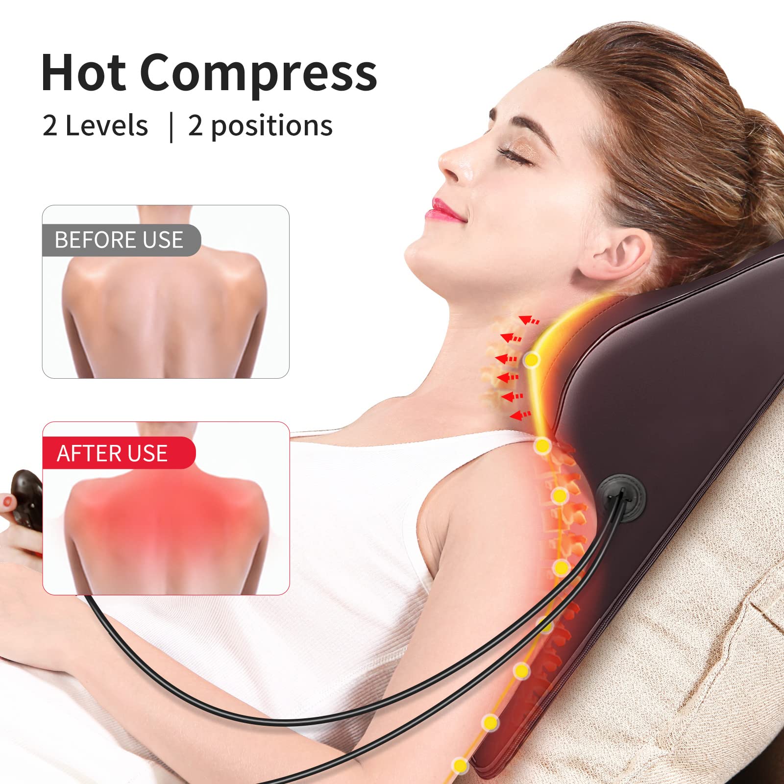 Shiatsu Massage Pillow with Heat - Neck and Back Massager for Pain Relief, Shoulder & Leg Relaxation - Perfect Gift for Men, Women, Mom & Dad - Use at Home, Office or Car for Stress Relief & Muscle Relaxation