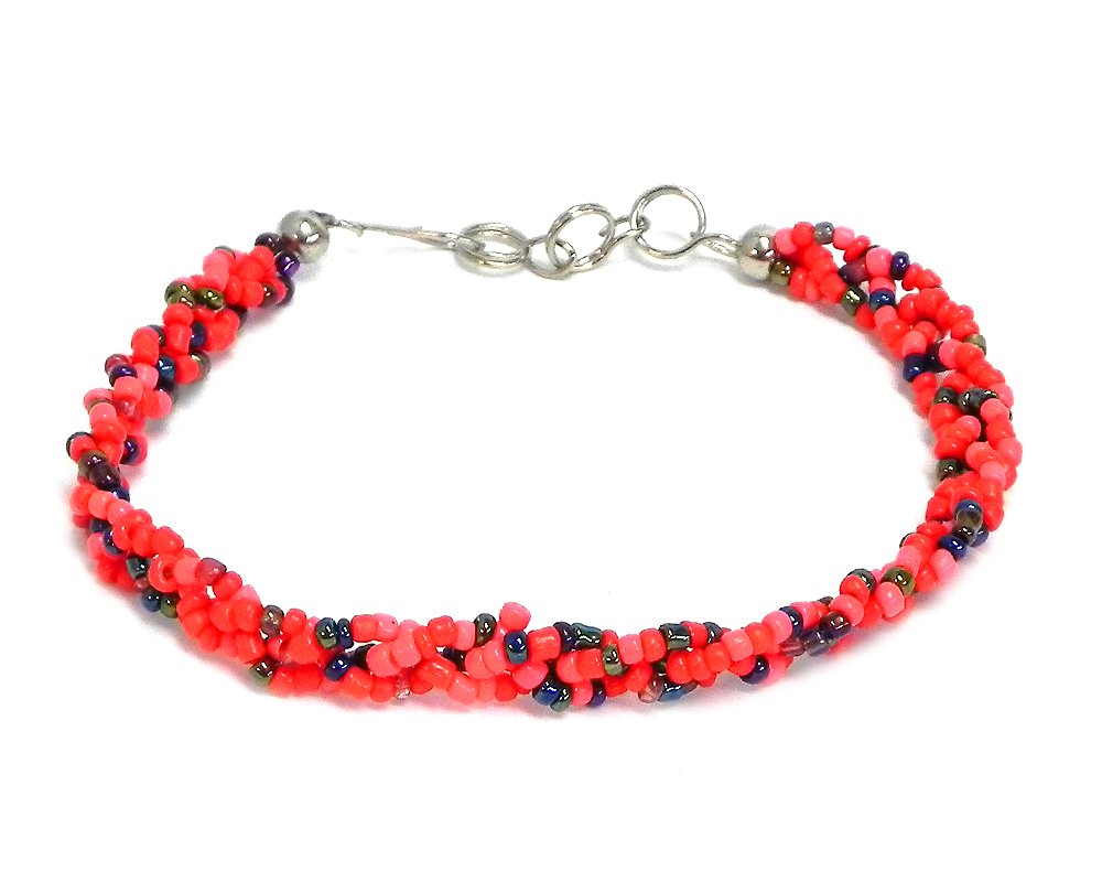 Mia Jewel Shop Multicolored Braided Seed Beaded Thin Strand Bracelet - Handmade Boho Bracelet for Women, Fashion Jewelry Accessories for Casual Wear, Festivals & Layering