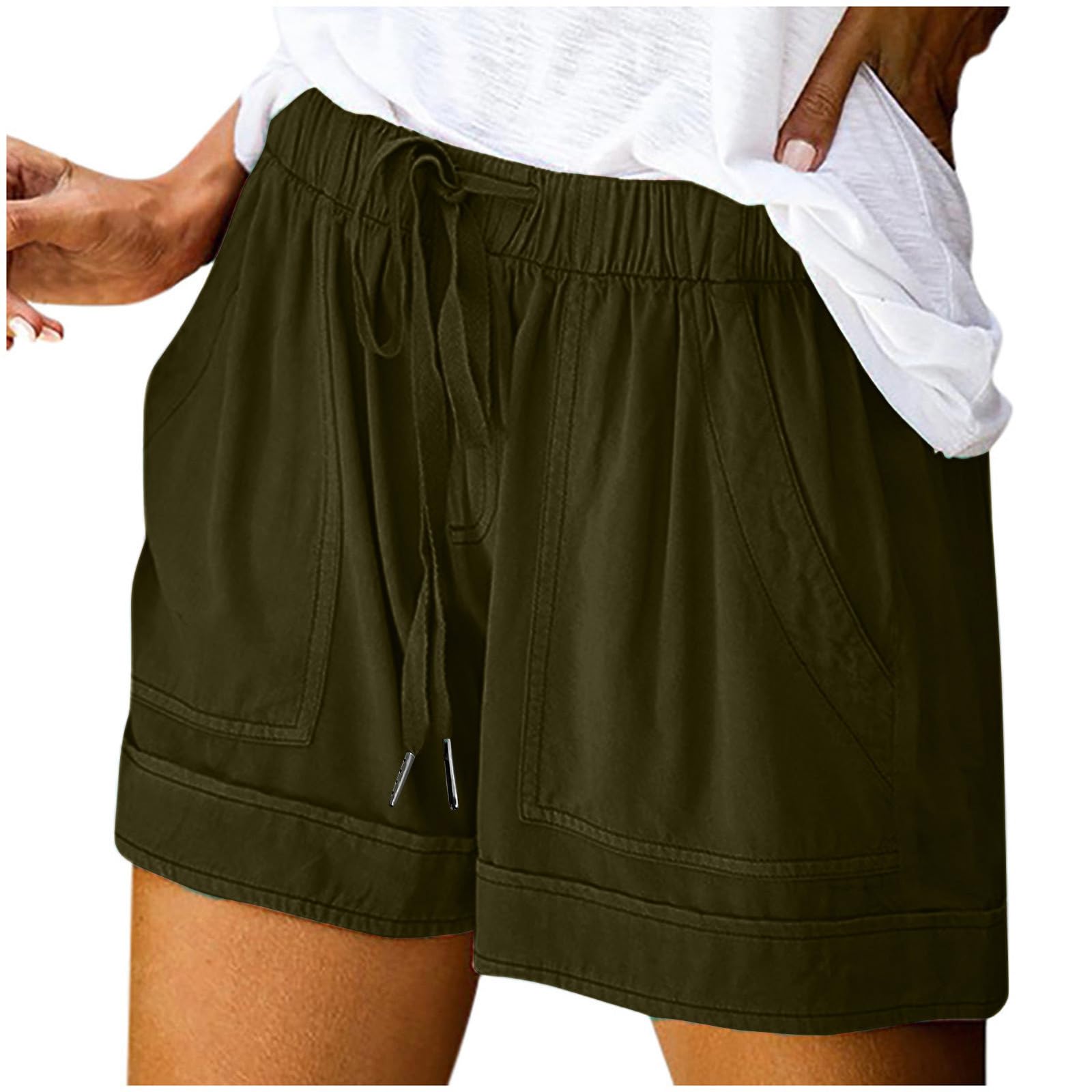 Women's Casual Beach Shorts with Elastic Waist & Pockets - 2024 Summer Trendy Drawstring Vacation Shorts for Women | Perfect for Beach Outings, Pool Parties & Summer Travel