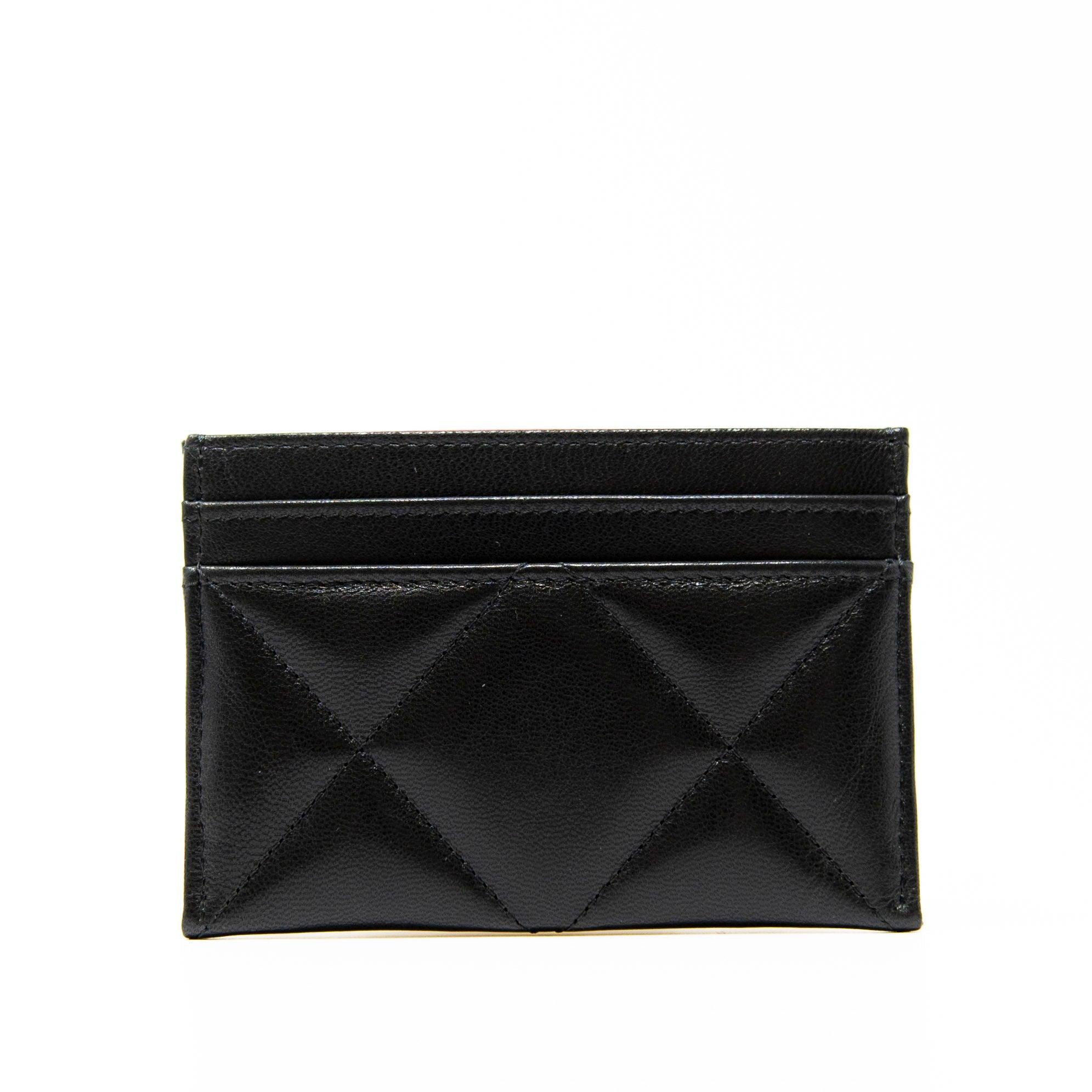 Chanel 19 Black Leather Card Holder Wallet - Luxury Compact Credit Card Case for Women | Perfect for Everyday Use, Travel & Gift Giving