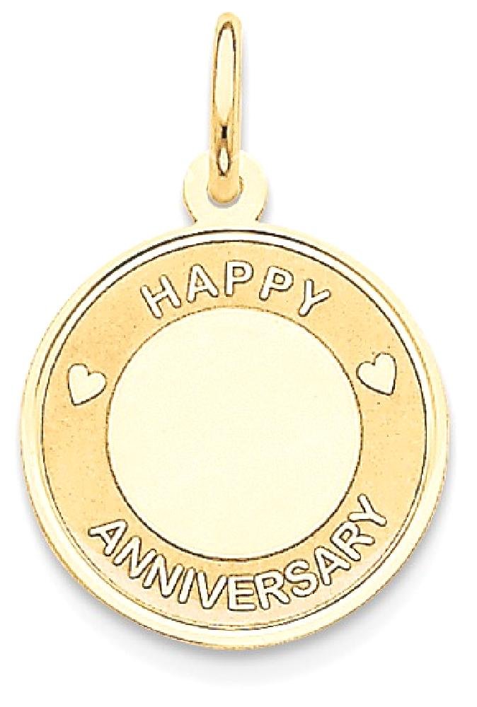 14K Solid Yellow Gold Happy Anniversary Necklace for Women - Romantic Gift for Wife, Girlfriend - Perfect for Anniversaries, Valentine's Day & Special Occasions