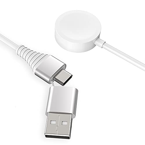 2-in-1 Magnetic Apple Watch Charger with Type C & USB A - Fast Charging Portable Charger for Apple Watch Series SE/6/5/4/3/2/1 (3.3FT Cable) - Perfect for Travel, Office & Nightstand Charging