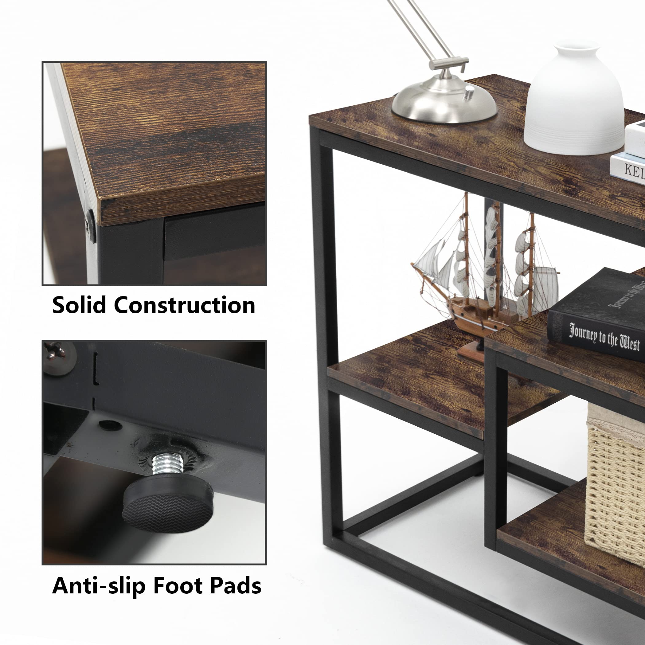 **Becko Rustic Brown TV Stand for 50-60 Inch TVs - Farmhouse Entertainment Center with Storage Shelves, Industrial Media Console Table for Living Room - Perfect for Home Theater & Modern Farmhouse Decor**