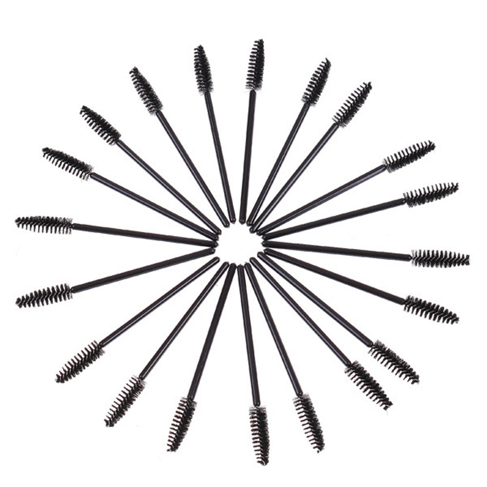 200PCS Disposable Eyelash Brushes - Black Mascara Wands & Makeup Applicators for Professional Salon, Home Use & Travel Makeup Kits