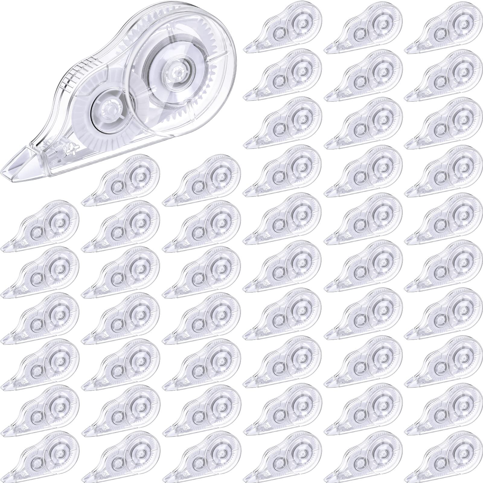 50-Pack Transparent Correction Tape Rollers - Clear Correction Dispenser for School, Office, Teachers & Students - Perfect for Homework, Exams & Document Editing (White)