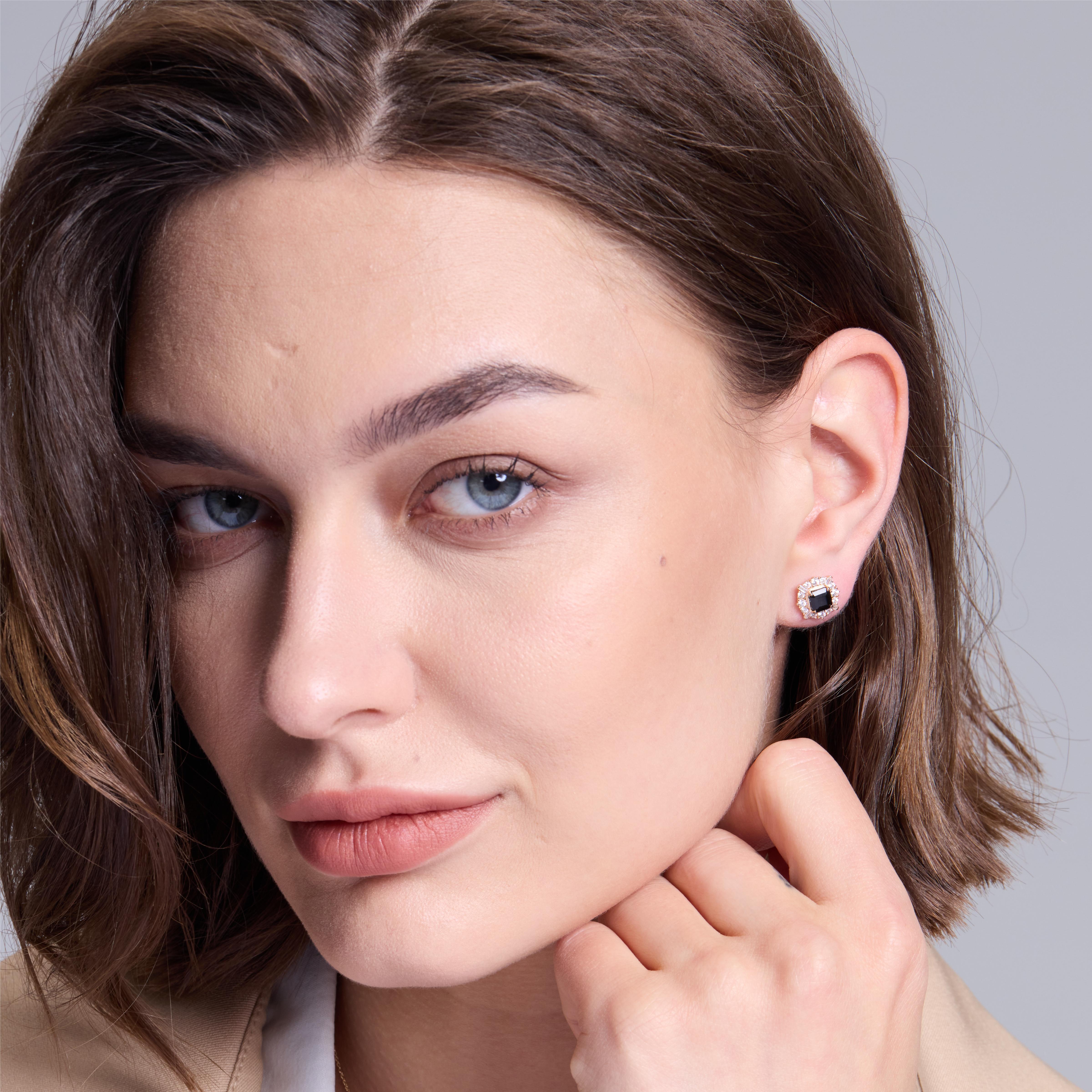 Elegant Black Agate Stud Earrings for Women - Minimalist Gemstone Jewelry Gift for Her - Perfect for Everyday Wear & Special Occasions