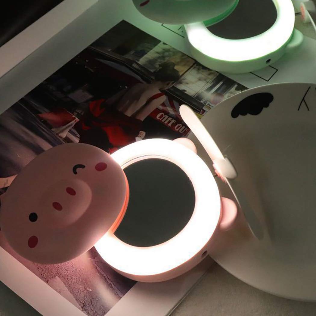 SOWUNO USB Rechargeable LED Makeup Mirror with Portable Fan - Adjustable Brightness, Multicolor Light, Compact & Travel-Friendly for Home, Travel, and Nighttime Beauty Routine
