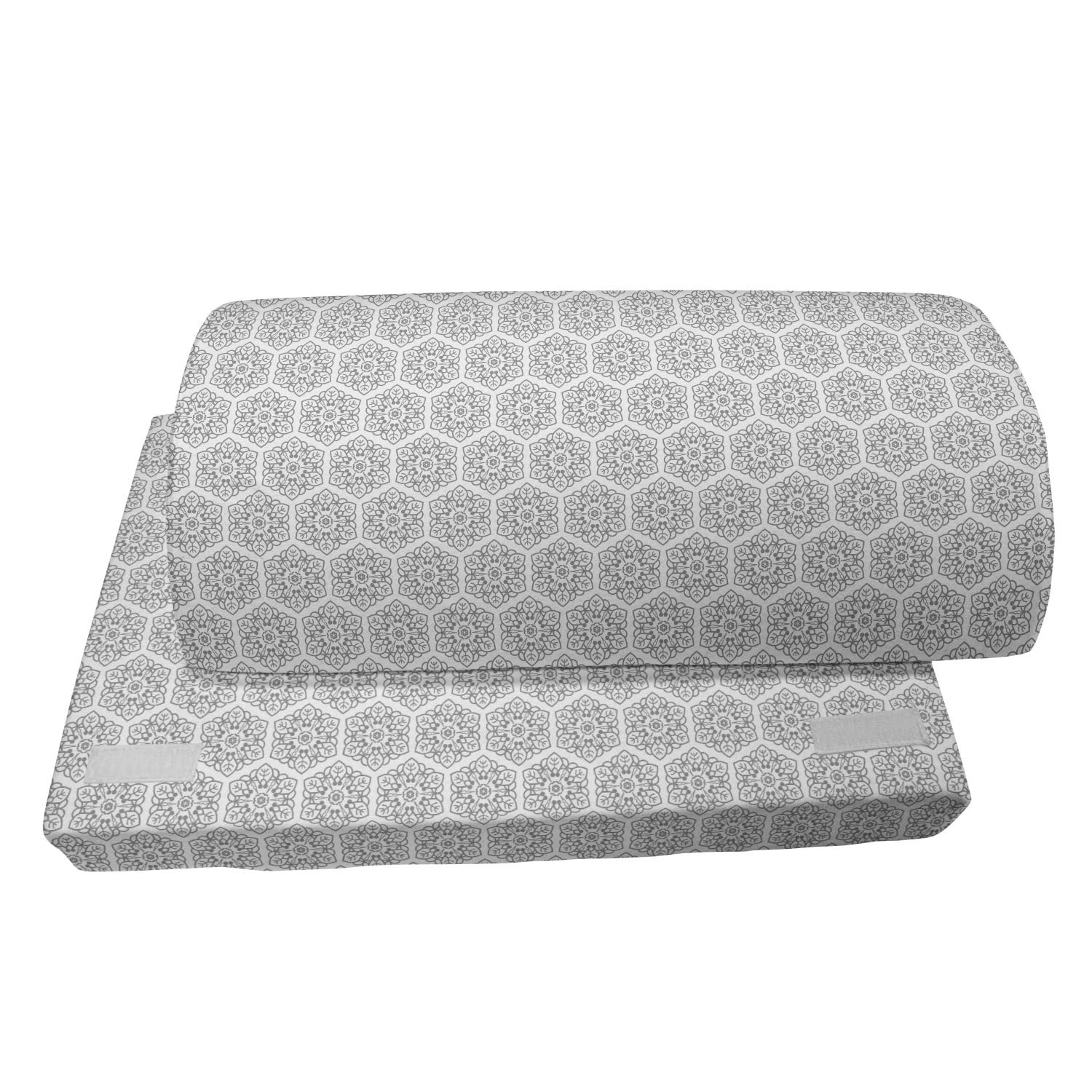 Ambesonne Floral Foot Rest with Non-Slip Backing - Adjustable Ergonomic Memory Foam Leg Support for Office & Home - Grey and White Intricate Floral Pattern - Perfect for Work, Reading & Relaxation