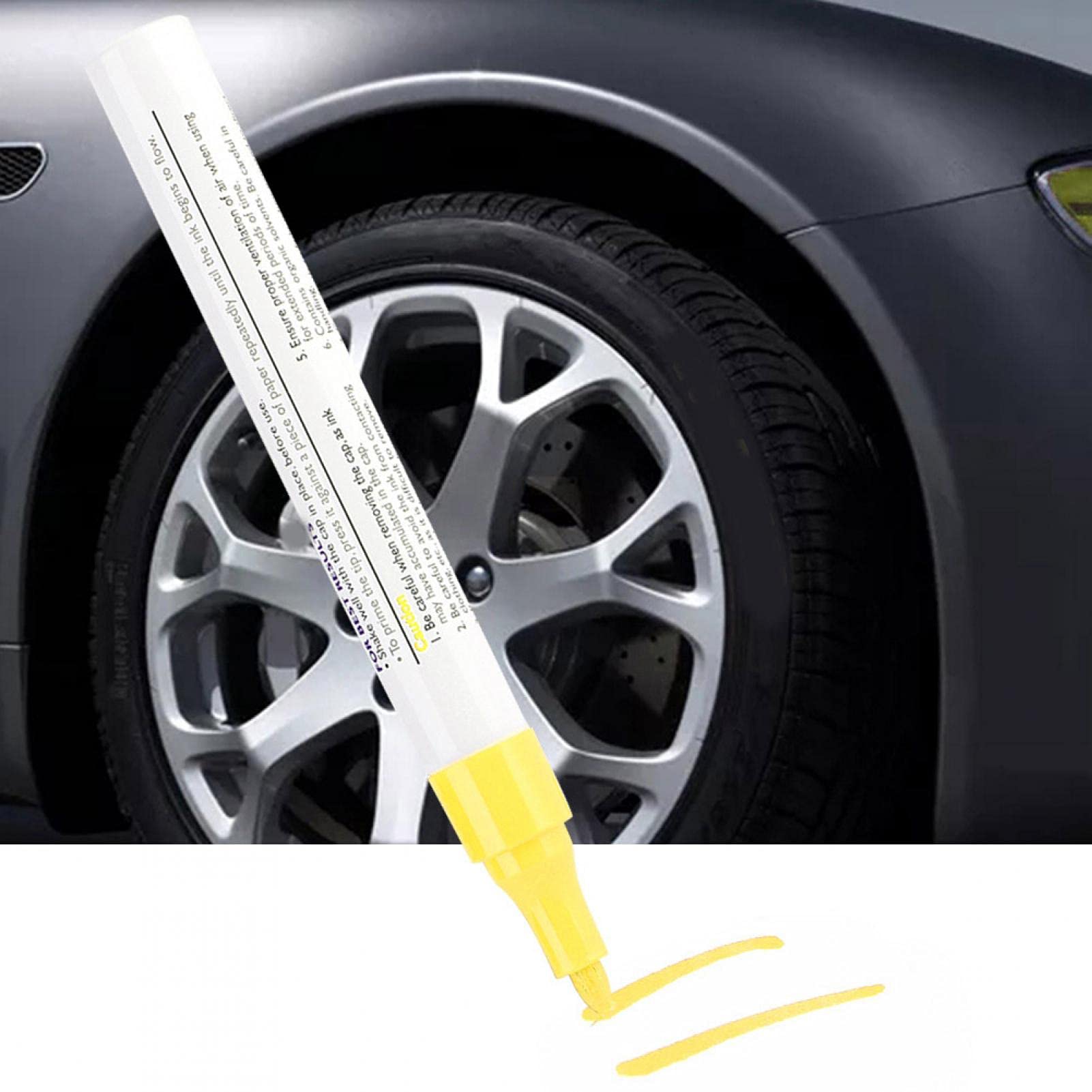 Premium Waterproof Car Tire Paint Pen - Professional Tire Lettering Marker for Vehicles (Yellow) | Durable Auto Accessories for Custom Tire Design & DIY Car Decoration