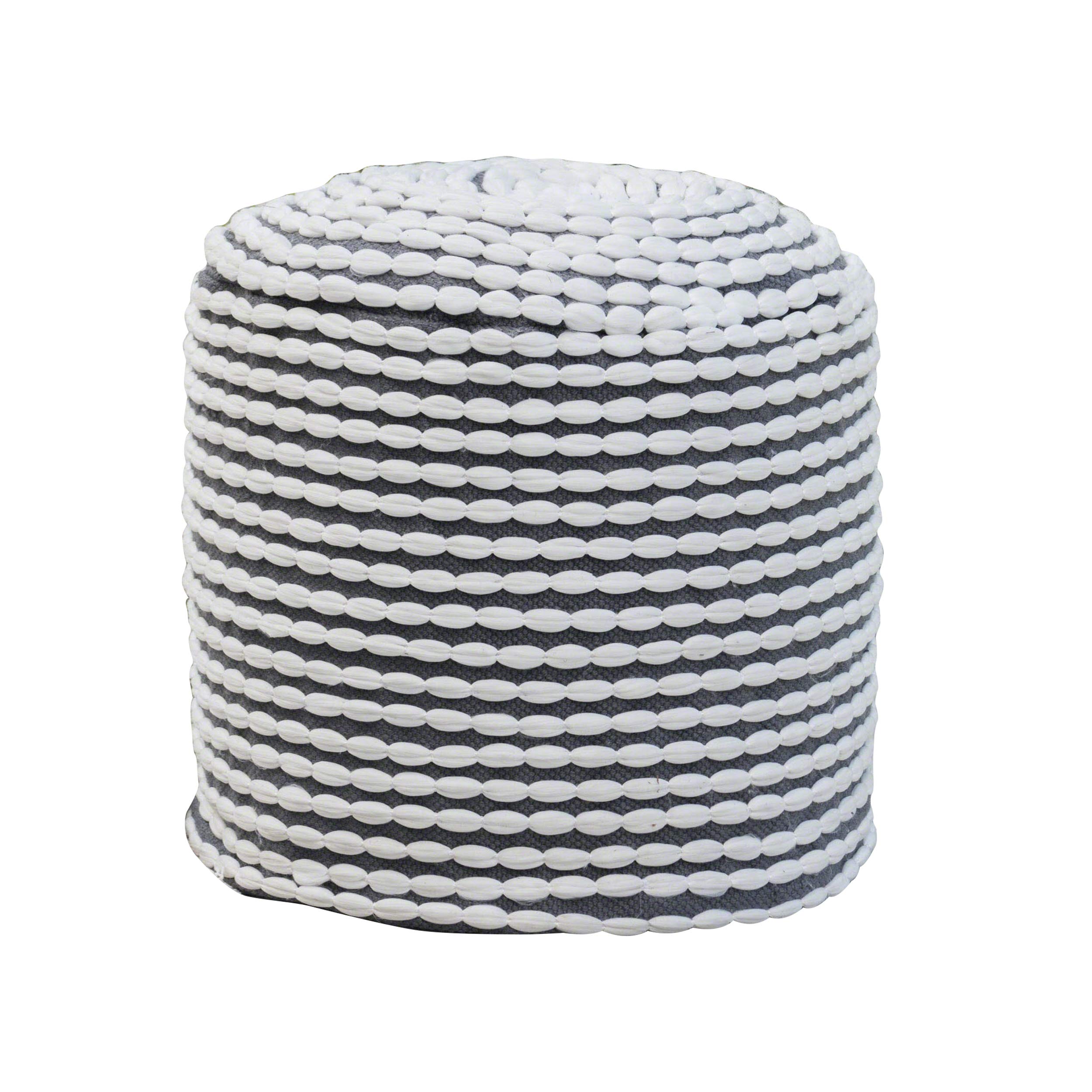GDFStudio Handcrafted Modern Water-Resistant Fabric Cylinder Pouf Ottoman - Versatile Foot Stool, Bean Bag Floor Chair & Couch Footrest for Living Room, Bedroom, Patio - White | Perfect for Relaxing, Reading & Extra Seating