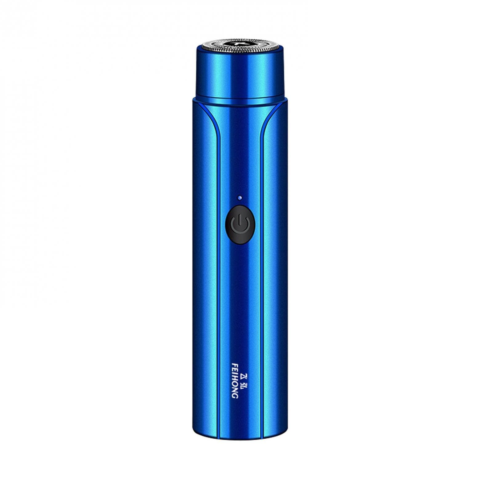 Men's Electric Shaver - Mini Portable Waterproof Cordless Wet/Dry Beard Trimmer & Body Groomer - Blue - Perfect for Travel, Gym & Daily Shaving