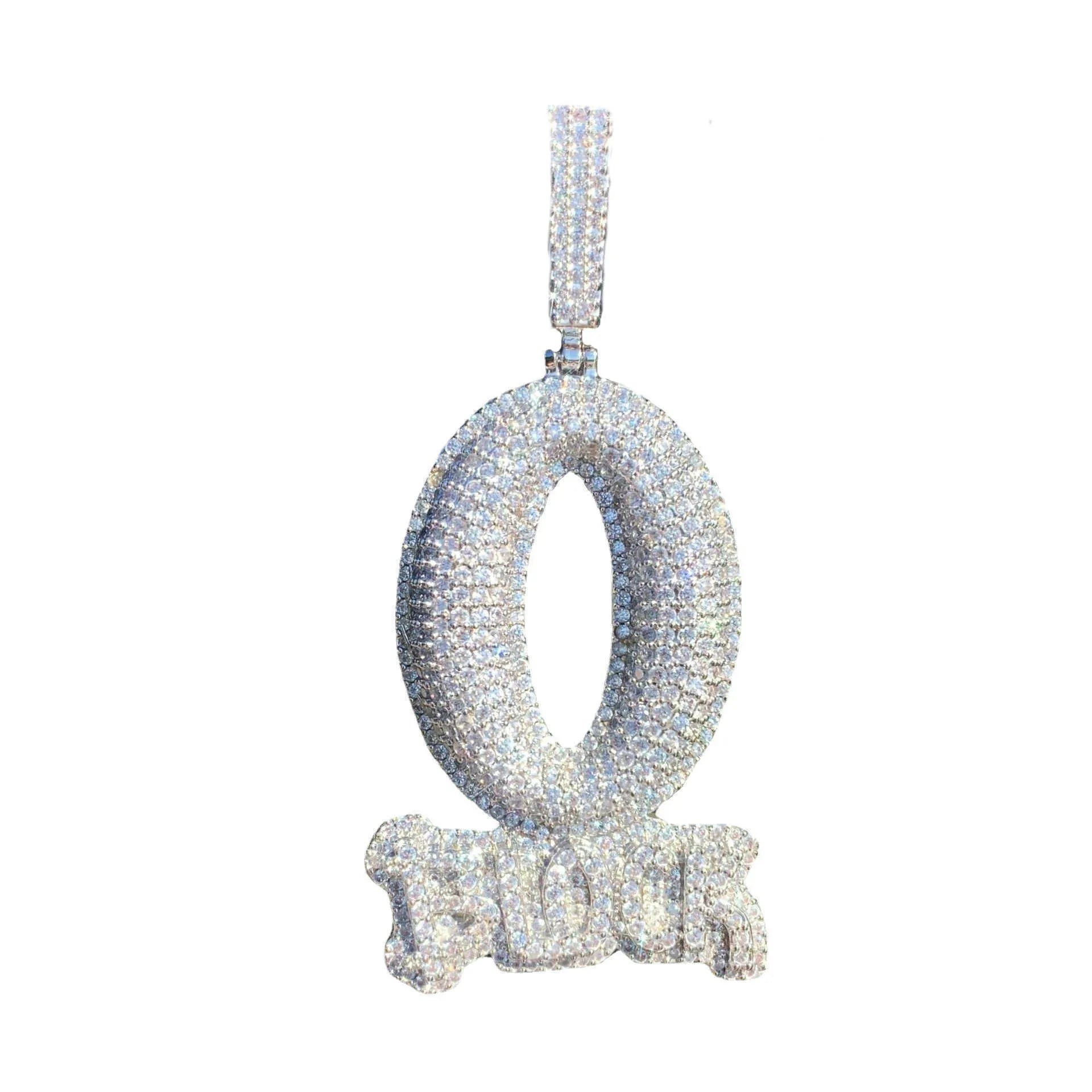 O Block Iced Out VVS Moissanite Pendant Necklace - Luxury Hip Hop Jewelry for Men & Women | Perfect for Parties, Gifts & Streetwear Fashion