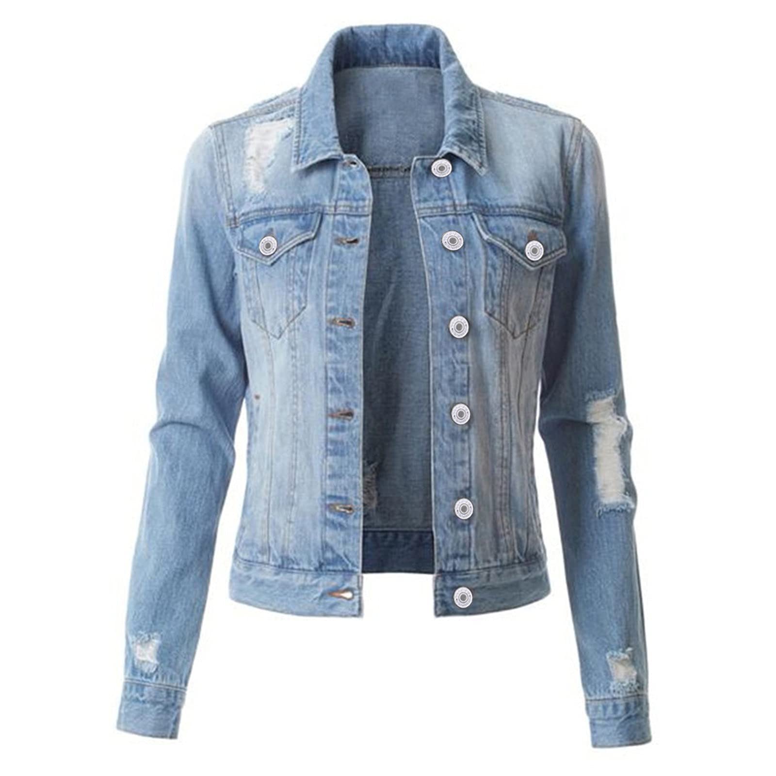 Stylish Women's Denim Overcoat Jacket with Bead Embellishments - Casual Fashion Outerwear for Everyday Wear | Perfect for Work, Dates & Outdoor Activities