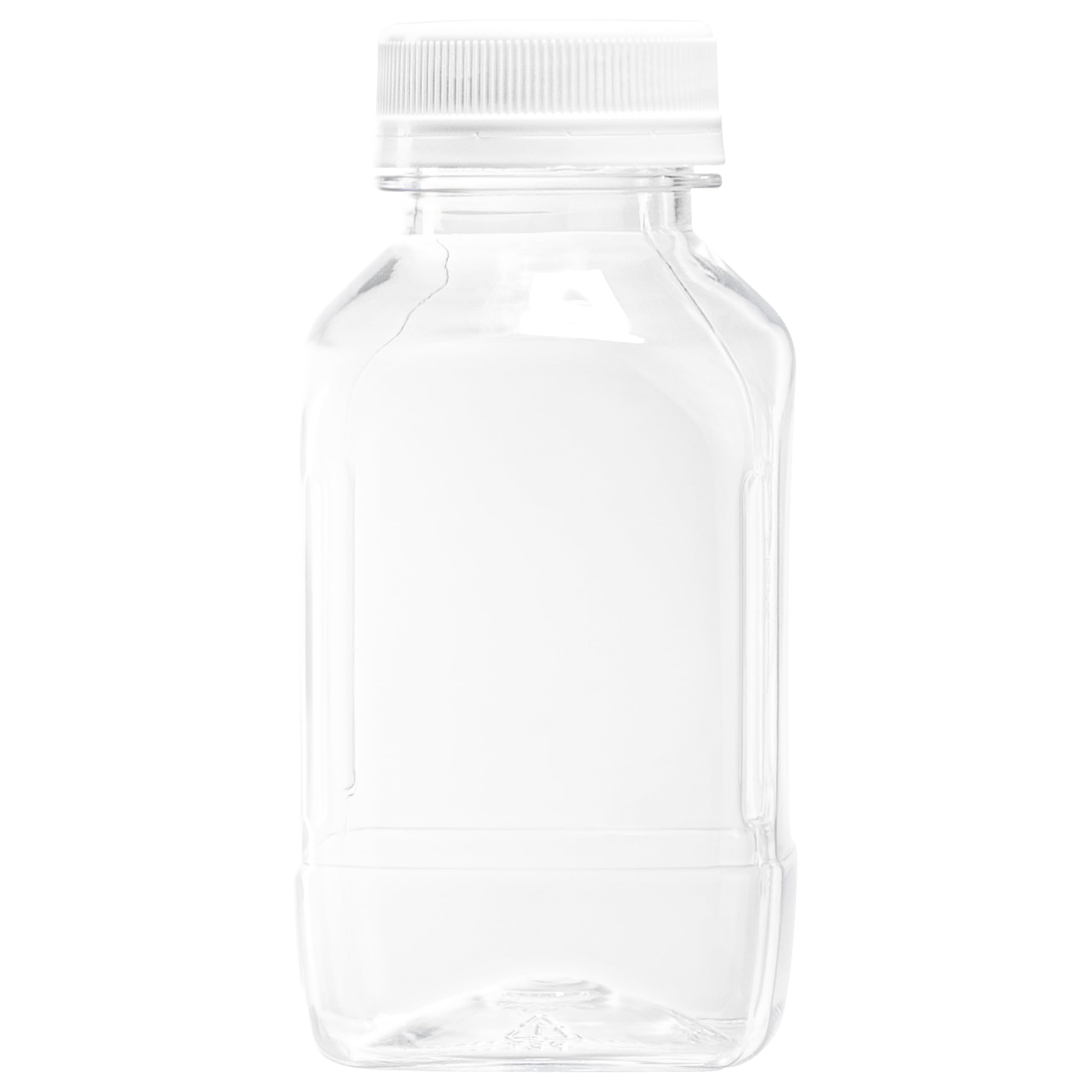 8oz Clear Plastic Juice Bottles with White Caps - 100 Pack Disposable Square Bottles for Juicing, Smoothies & Beverages | Perfect for Juice Bars, Coffee Shops, Restaurants & Catering Services | Leak-Proof, BPA-Free, Commercial & Home Use