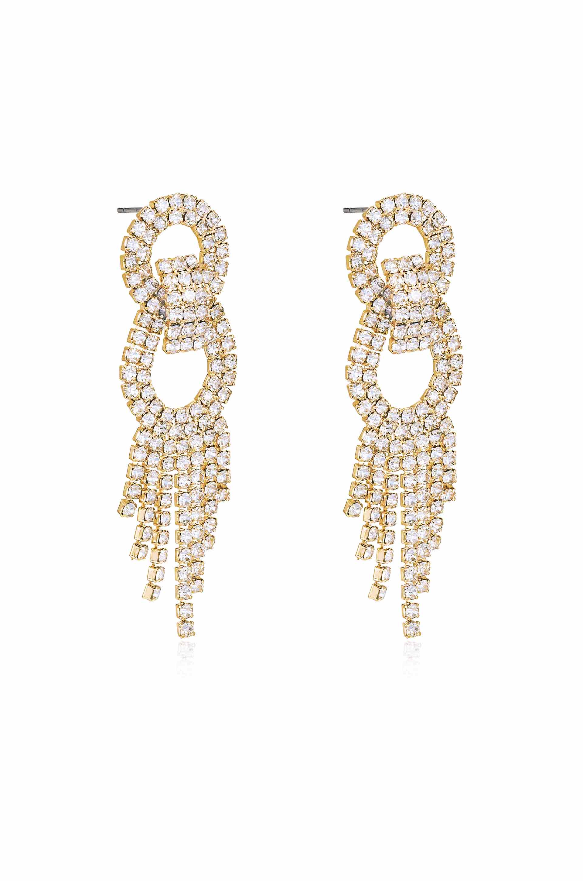 Elegant Crystal Gatsby Statement Earrings for Women - Vintage Art Deco Dangle Earrings - Perfect for Weddings, Parties & Special Occasions