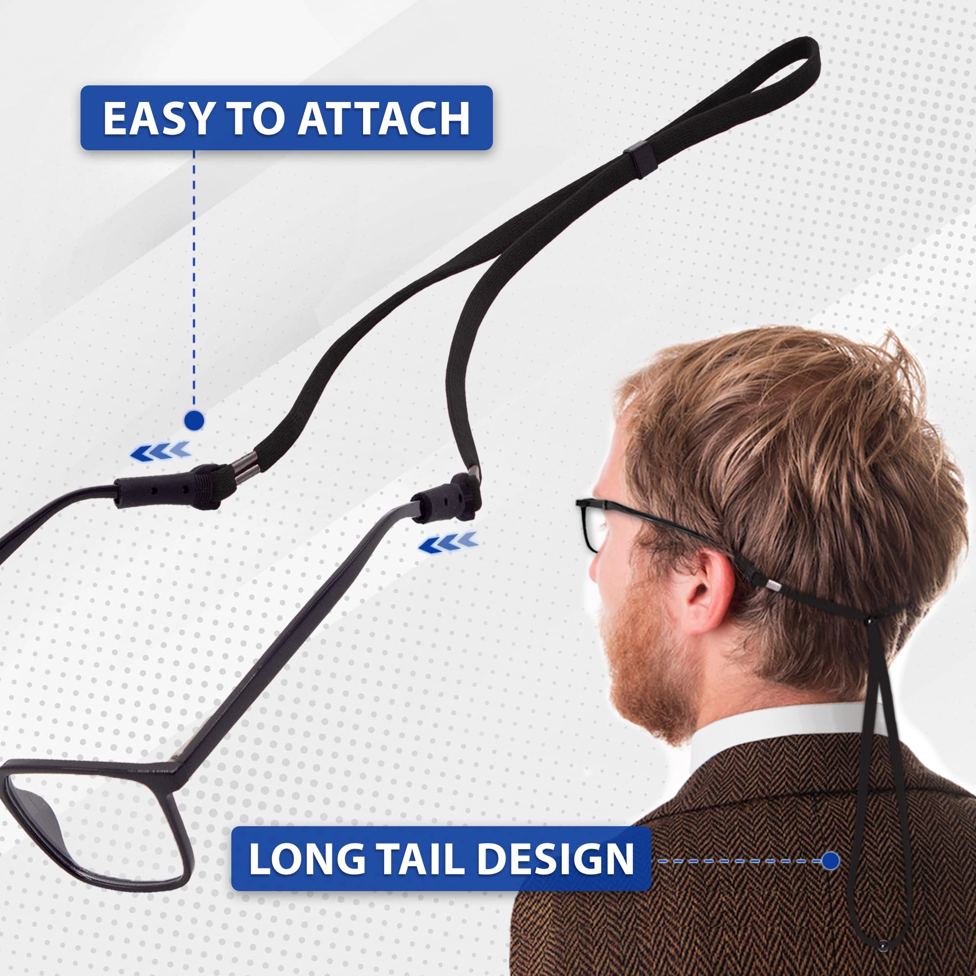 SIGONNA Anti-Slip Eyeglass Holder Neck Strap - Adjustable Glasses Lanyard for Men & Women - Secure Sunglasses Holder with 4 Cords - Perfect for Sports, Reading & Outdoor Activities