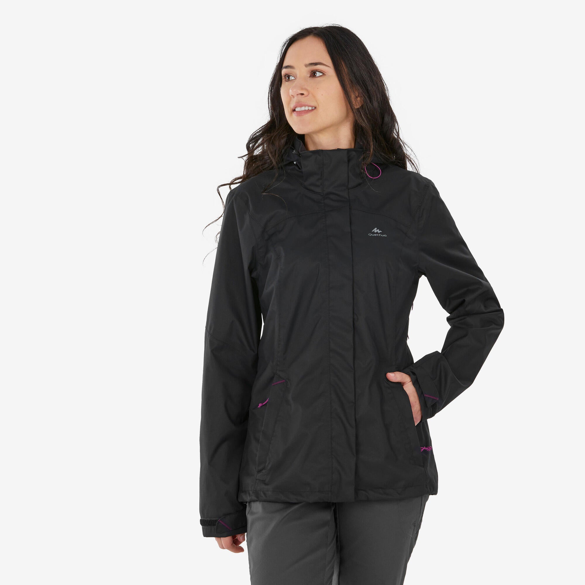 Quechua Women's Waterproof Hiking Jacket MH100 - Lightweight Windproof Outdoor Coat for Mountain Trekking & Camping Adventures