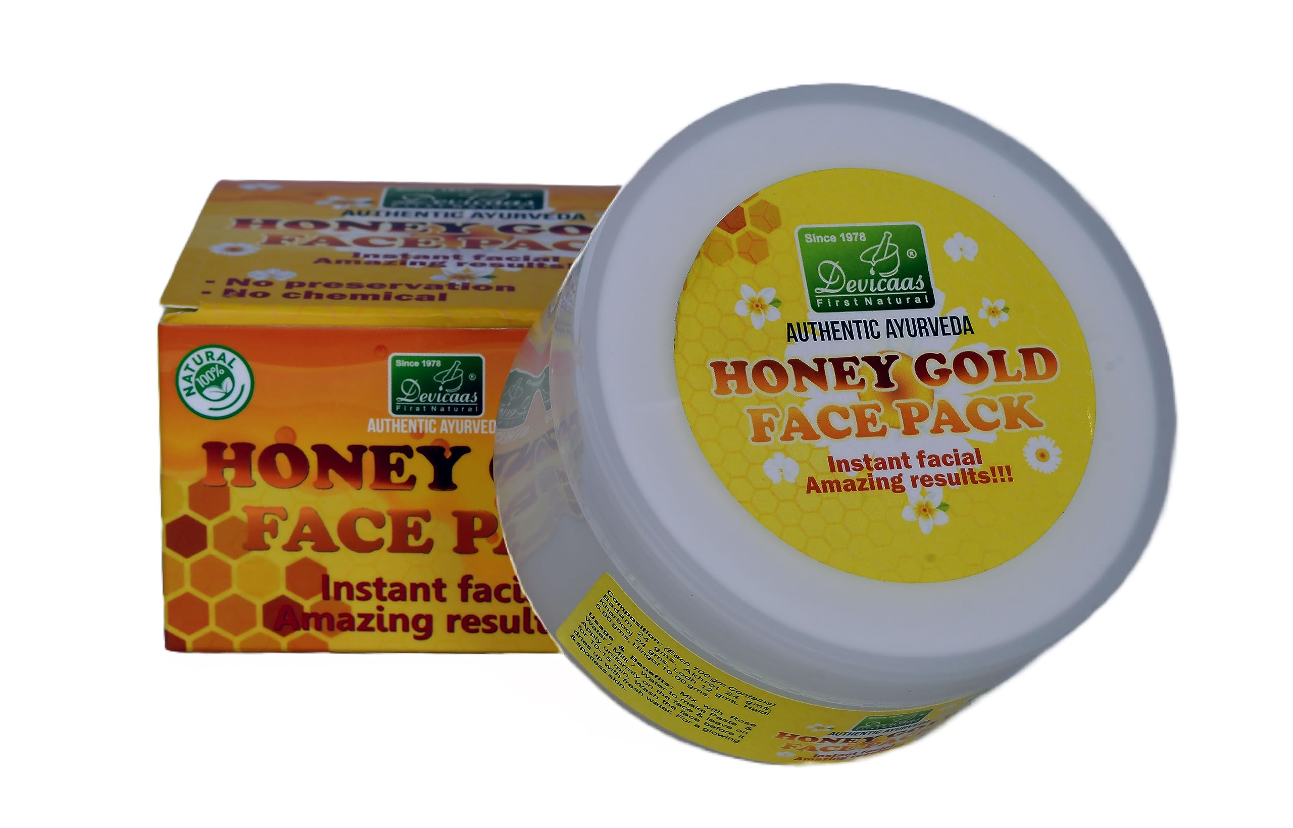 Devicas HONEY GOLD FACE PACK 300 Gram Jar - Natural Skin Care for Face & Body | Protects Against Heat, Cold & UV Rays | Hydrating & Nourishing Facial Mask for Daily Use & Spa Treatments