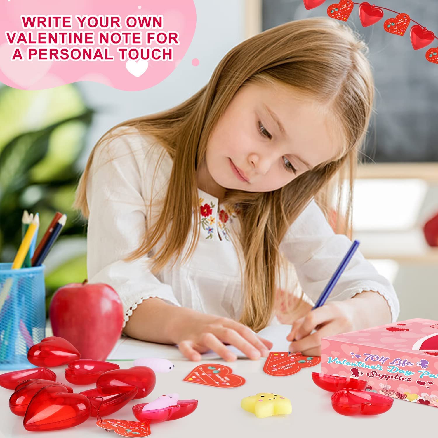 TOY Life 28pcs Mochi Squishy Toys Set - Kawaii Stress Relief Fidget Toys with Filled Hearts & Birthday Cards - Perfect Birthday Gifts for Kids, Classroom Prizes, Party Favors for Girls & Boys - Great for Sensory Play, Anxiety Relief and Party Decorations