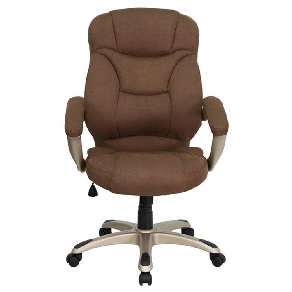 UrbanPro High Back Upholstered Office Chair - Ergonomic Executive Desk Chair with Lumbar Support, Brown Leather - Perfect for Home Office, Gaming & Workspace Comfort