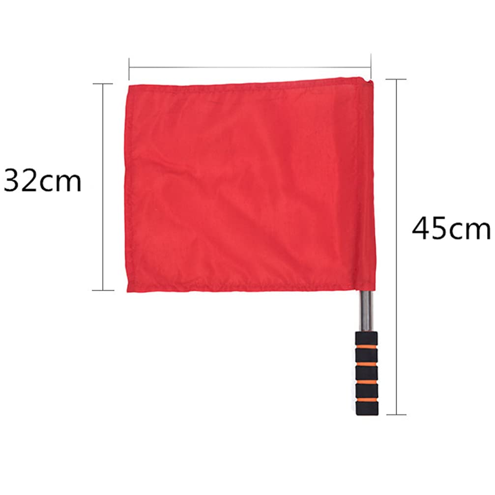 4 Pack Referee Flags with Sponge Handle - Red, Yellow, Green, White Stainless Steel Soccer Volleyball Football Ref Flags for Sports Competitions and Training Sessions