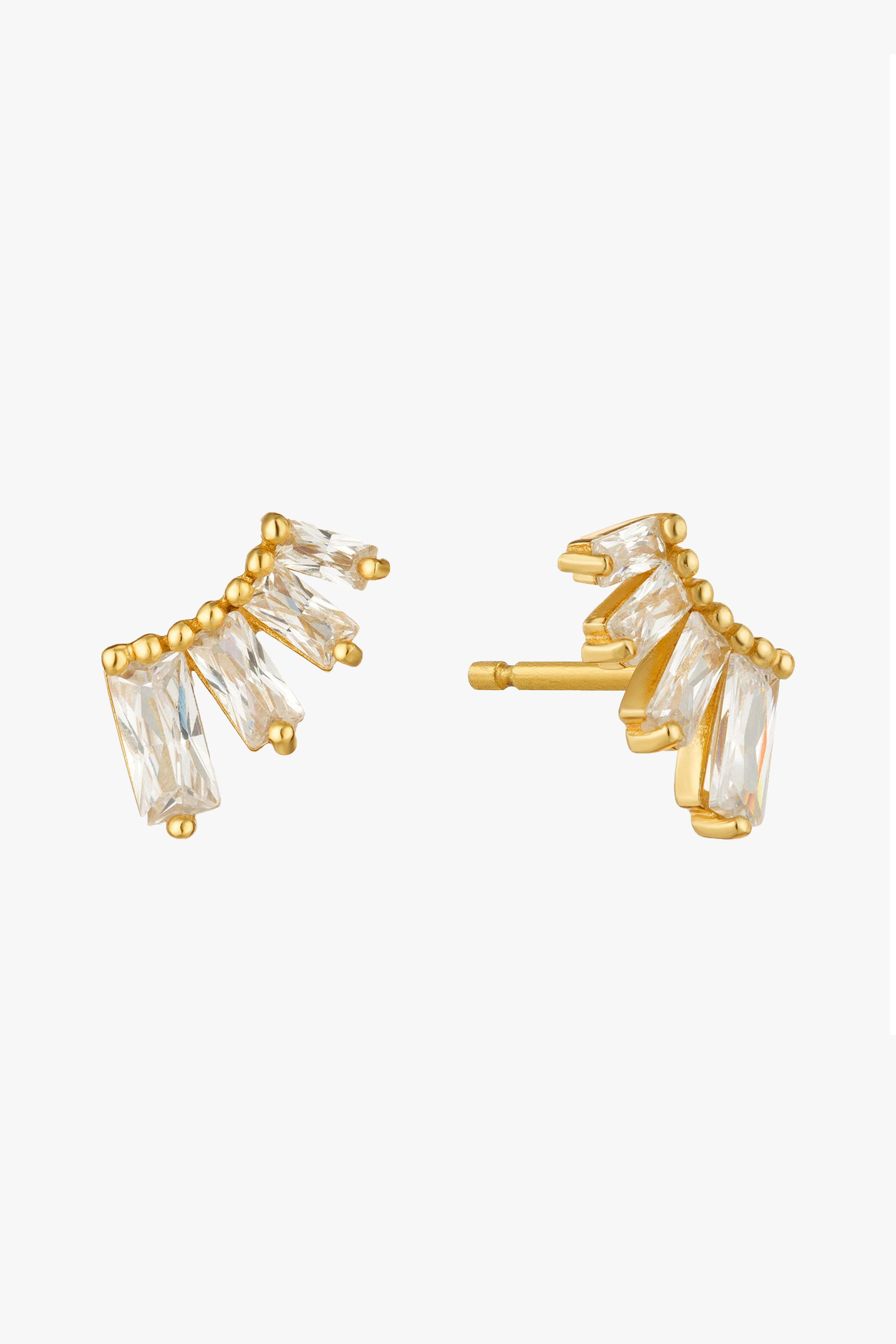 Glow Getter Crystal Gold Bar Stud Earrings for Women - Elegant Dangle Hoop Ear Jewelry for Party, Wedding & Night Out