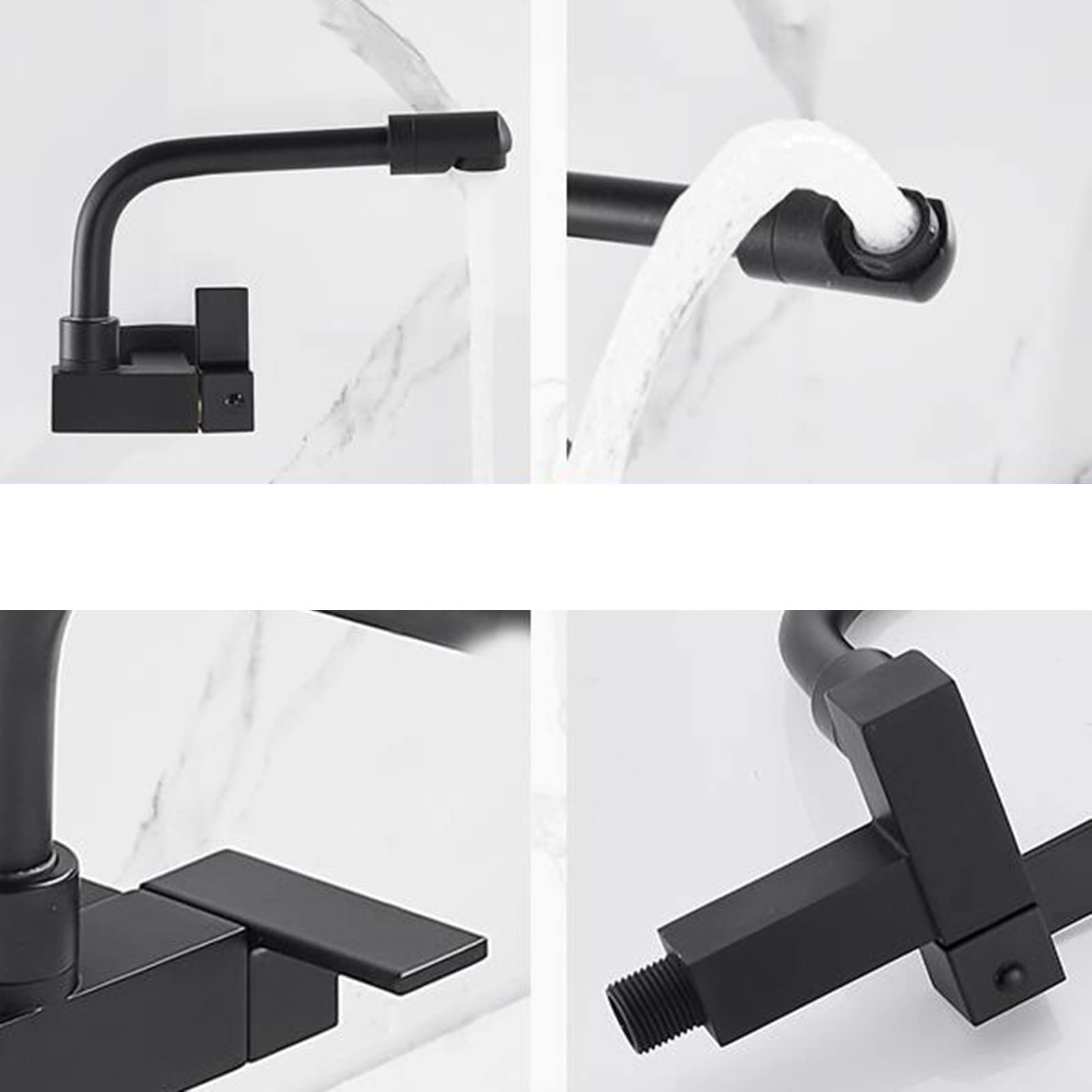 Wall-Mounted Single Hole Cold Water Brass Faucet - 20cm, RAKRISTE, Black 28cm - Perfect for Kitchen Sink, Mop Sink & Utility Areas