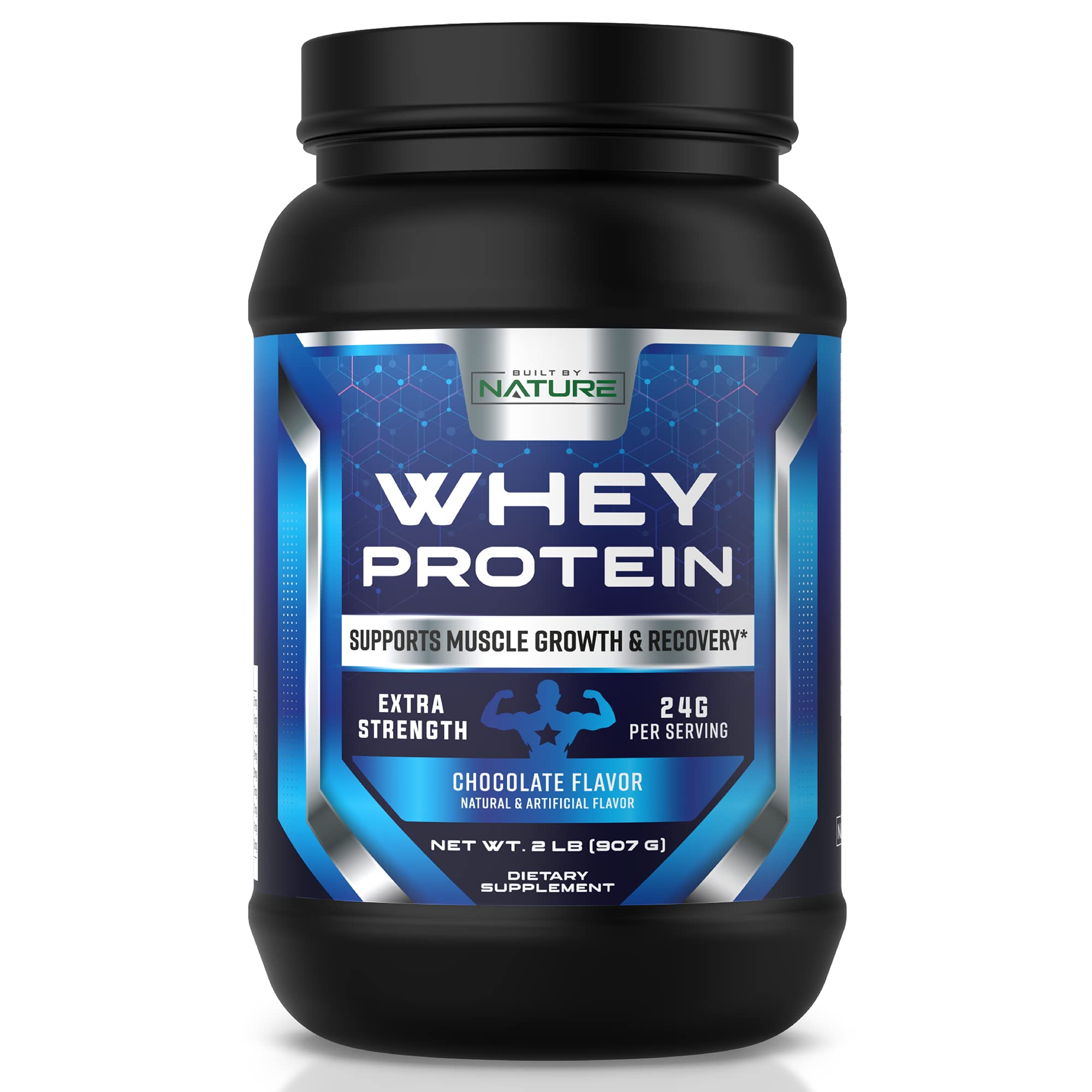 Premium Whey Protein Powder - 24g Protein from Whey Isolate & Concentrate with Digestive Enzymes | Rich in BCAAs for Muscle Growth & Recovery | USA-Made Chocolate Flavor (2lb) | Ideal for Post-Workout Shakes, Smoothies & Healthy Breakfasts