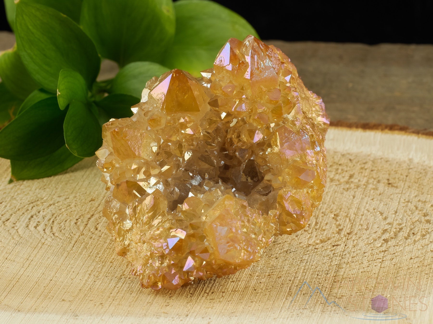 Natural Orange Tangerine Aura Quartz Crystal Cluster - Rainbow Spirit Quartz Healing Stone for Meditation, Reiki & Home Decor (R0509) | Perfect for Yoga Spaces, Altars & Positive Energy Rooms