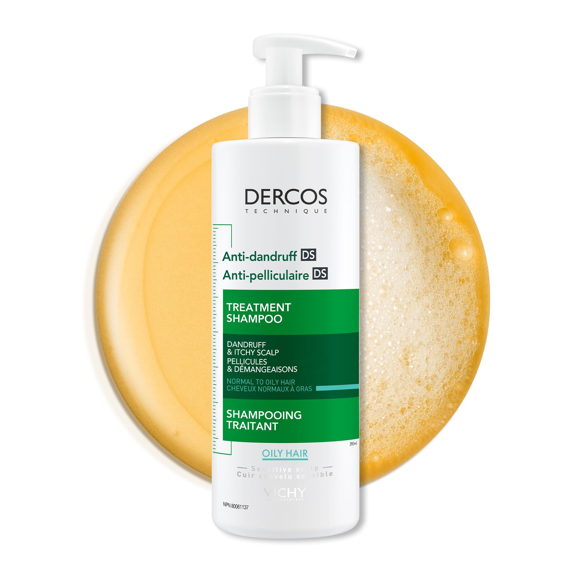 Vichy Anti-Dandruff Shampoo with Salicylic Acid - Itch Relief for Oily & Greasy Hair - Dermatologist Recommended for Men & Women - Clean Scalp Solution - Perfect for Daily Use & Sensitive Scalp Care