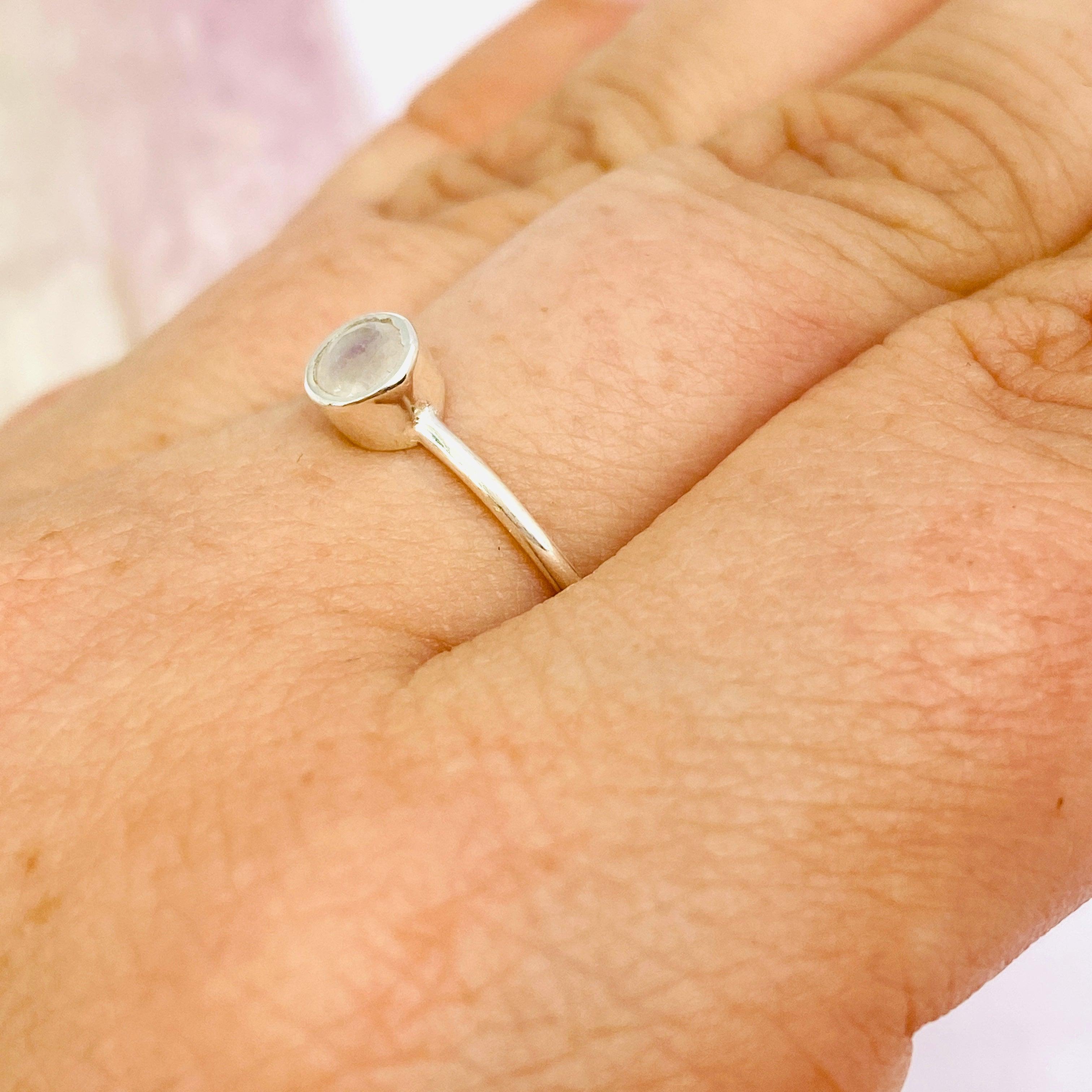 Moonstone Round Faceted Fine Band Ring R3754 MS - Elegant Sterling Silver Jewelry for Women, Perfect for Weddings, Anniversaries & Special Occasions