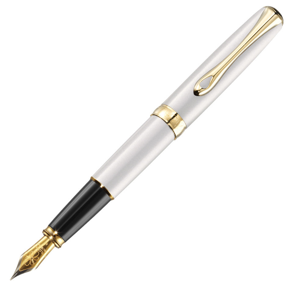 Diplomat Excellence A2 Fountain Pen - Pearl White & Gold Trim Luxury Writing Instrument for Professionals & Gifts | Office, Business Meetings, Calligraphy & Collectibles