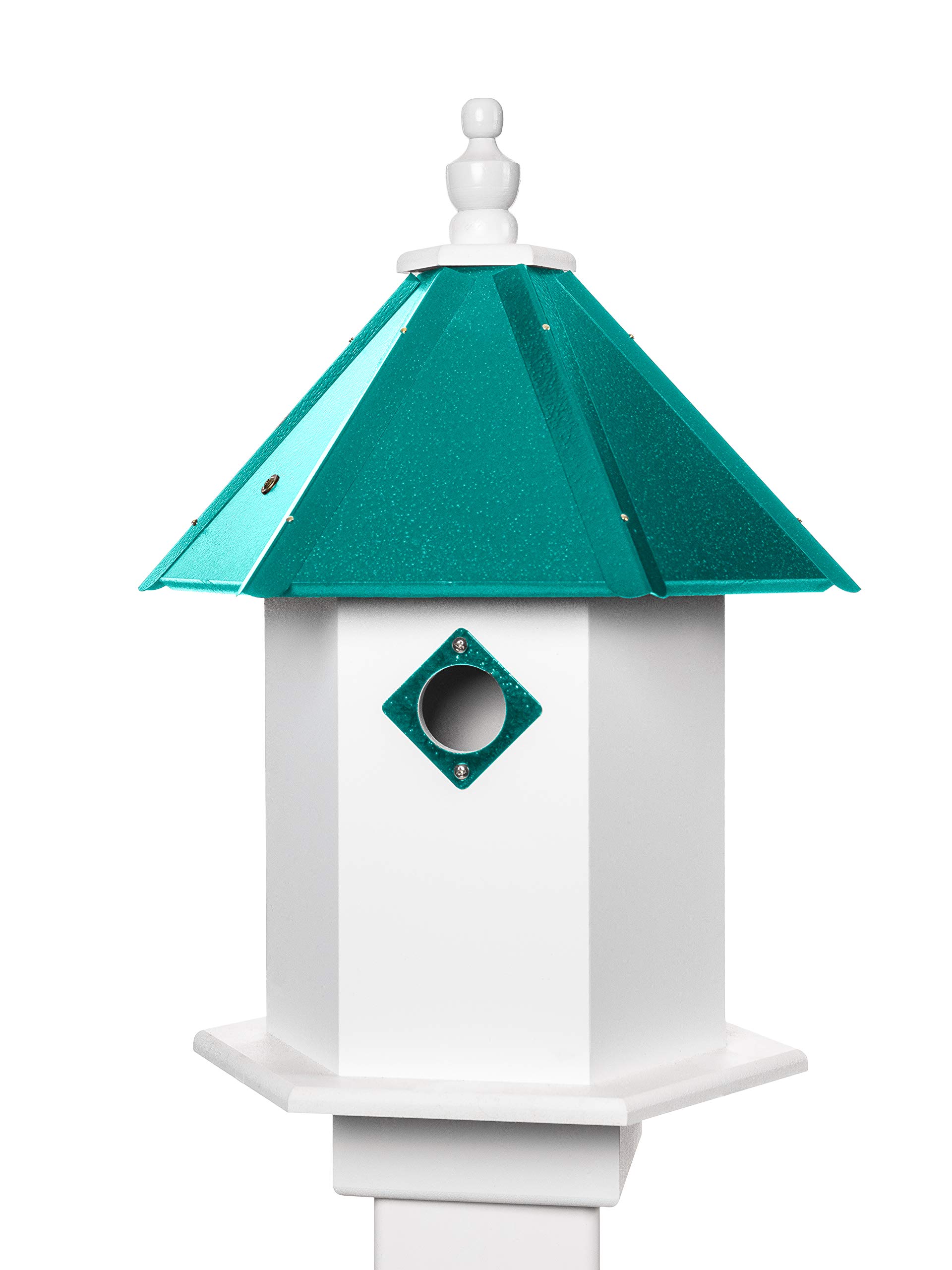 Songbird Bird House with Beach Glass - Handmade Outdoor Bird Feeder for Garden, Patio & Backyard Decor - Attracts Wild Birds & Enhances Nature Viewing