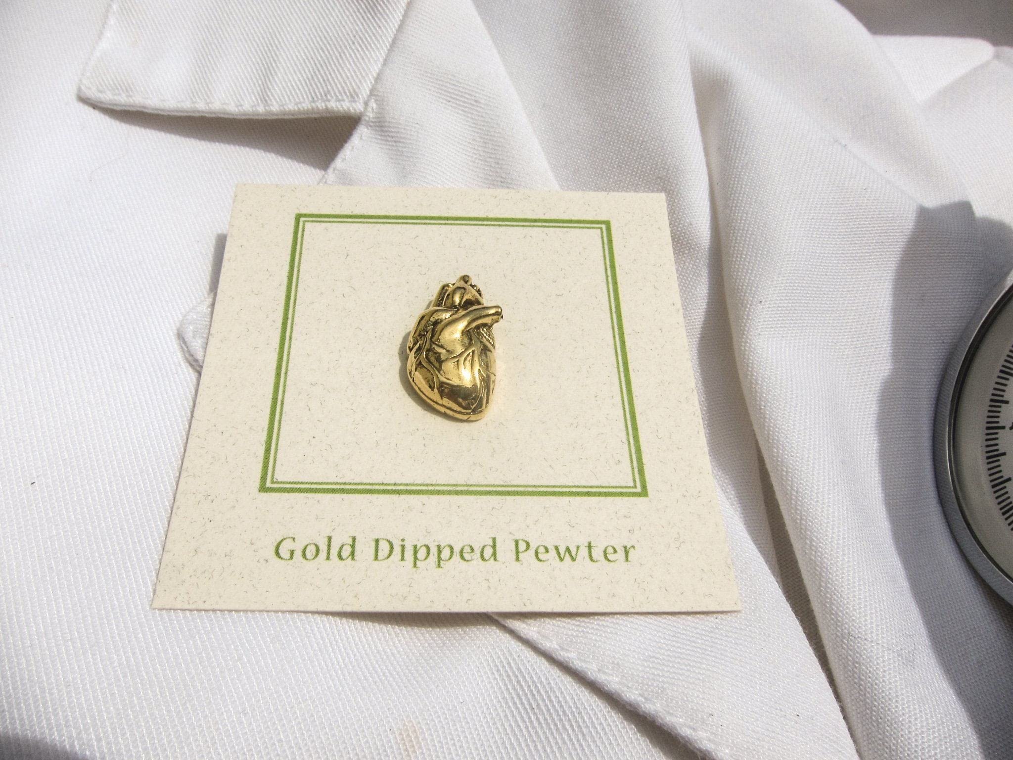 Jim Clift Design Human Heart Gold Lapel Pin - Elegant Jewelry Gift for Doctors, Nurses & Medical Professionals - Perfect for Suits, Blazers & Special Occasions