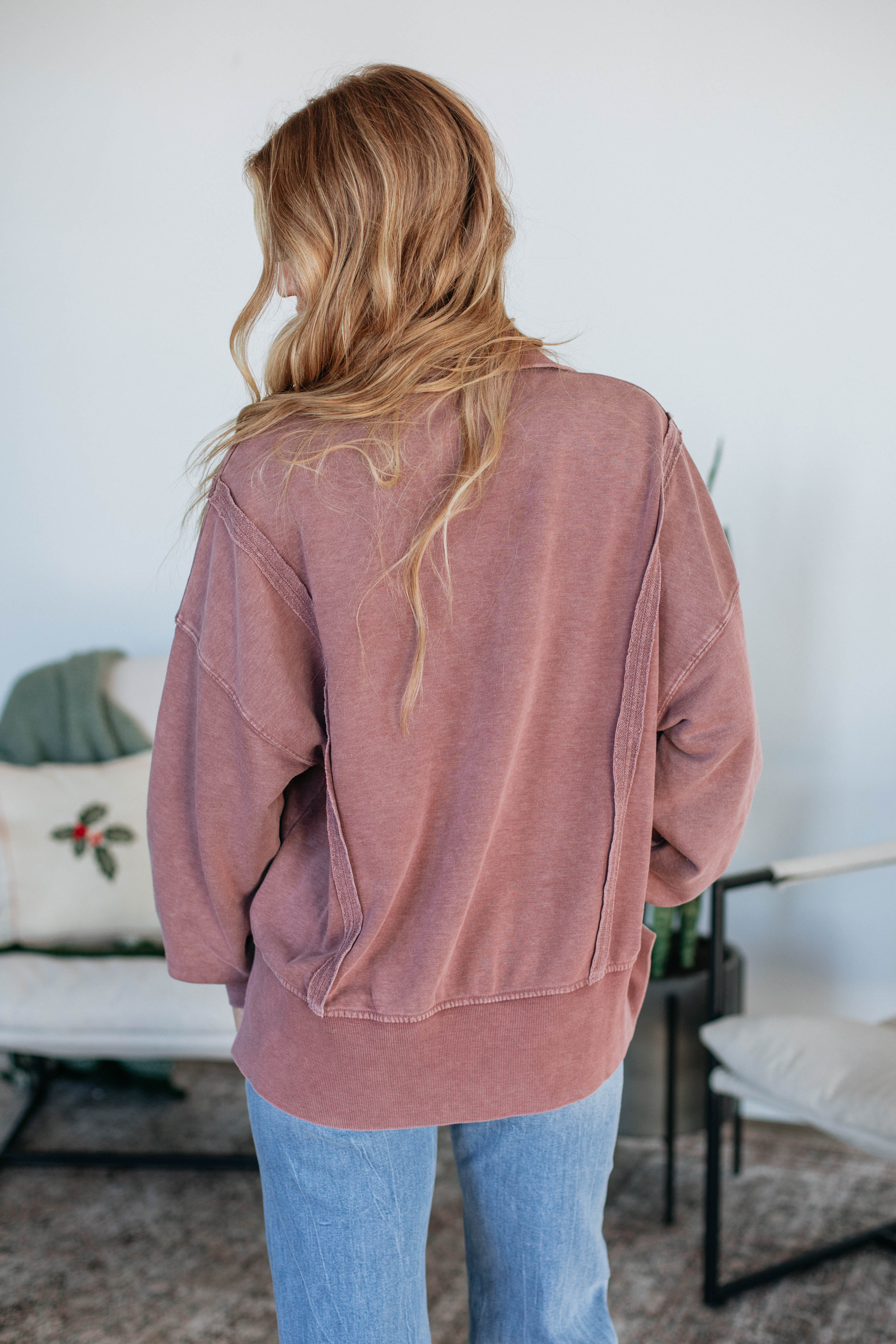 Cadence Pullover Sweater for Women - Soft Dark Mauve Knit Top for Casual Wear & Layering | Cozy Fall & Winter Fashion