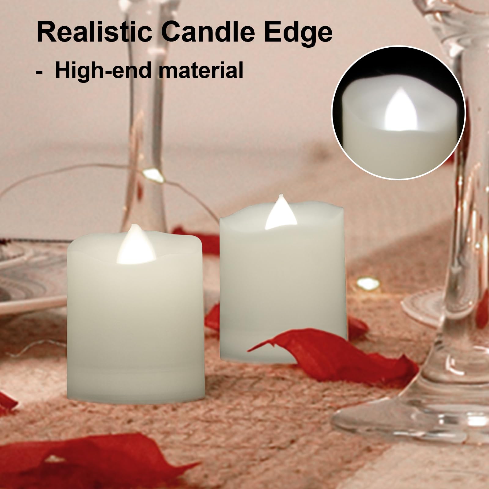 Flameless LED Tea Light Candles with Remote & Timer - Realistic Flickering Votive Candles, Battery Operated (200 Hours) - Set of 12 White Fake Candles for Holiday Decor, Wedding Centerpieces & Romantic Ambiance - 1.8