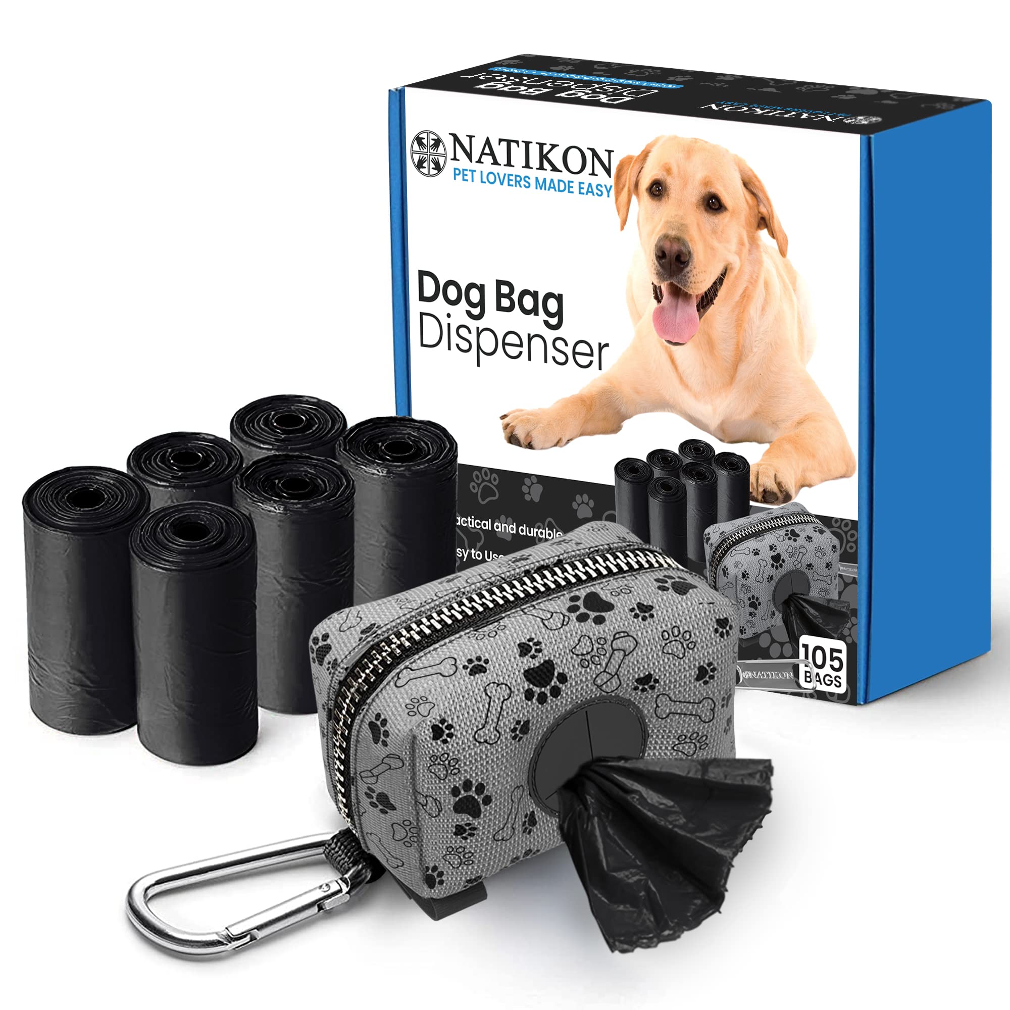 Eco-Friendly Dog Poop Bags with Dispenser - 7 Rolls Included | Biodegradable Waste Bags for Dogs | Perfect for Walking, Hiking & Park Cleanup