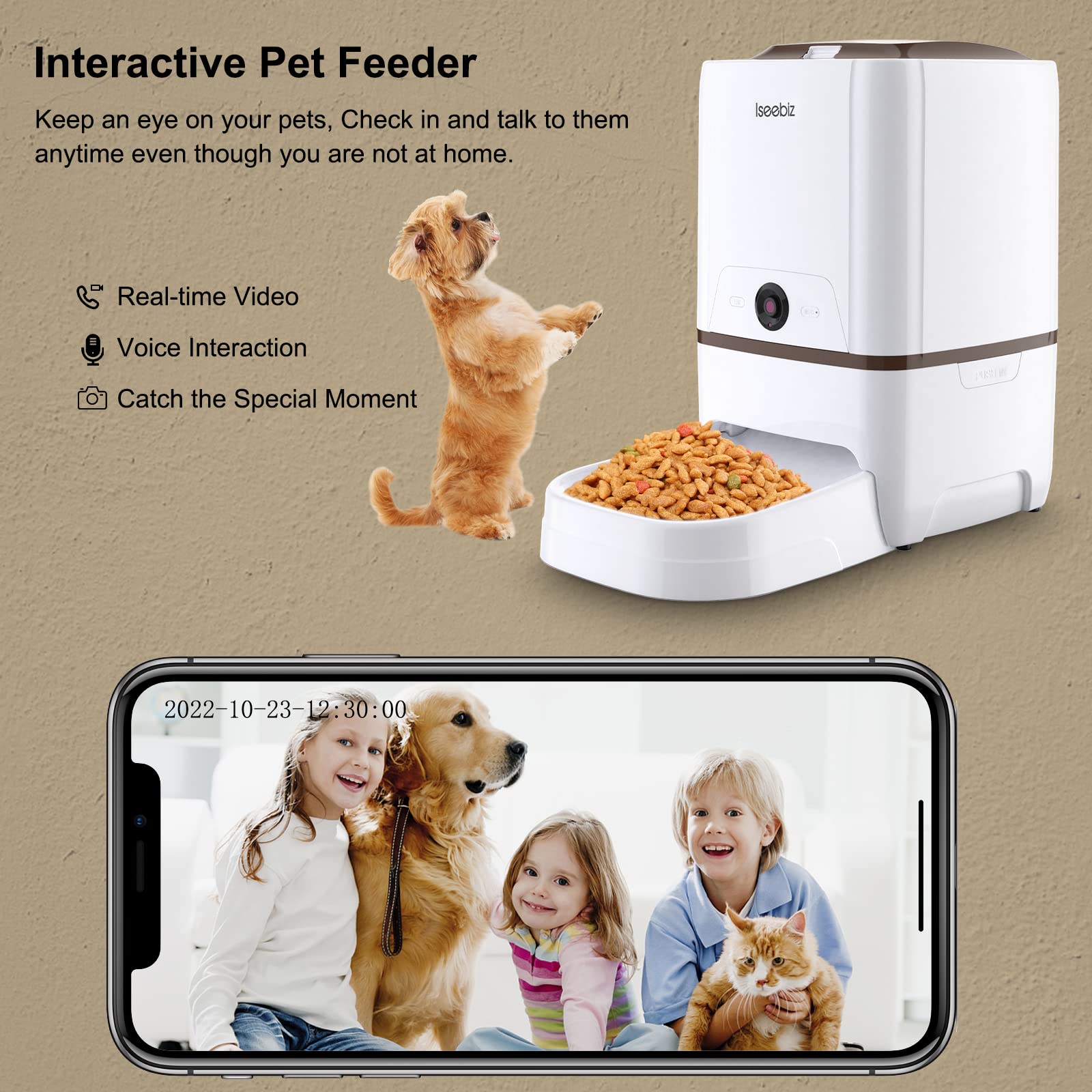 Smart Automatic Pet Feeder with Camera & App Control - 6L Capacity, 2-Way Audio, Voice Reminder & Video Recording - Perfect for Medium/Large Cats & Dogs - Works with Alexa - Ideal for Busy Pet Owners, Travel & Multi-Pet Homes