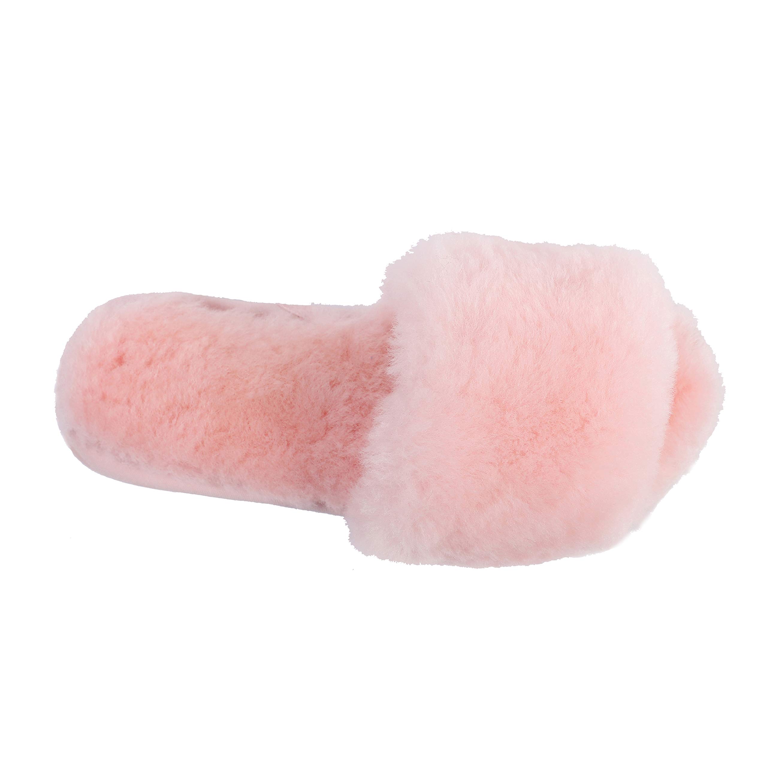 Boiled Wool Slippers for Women - Genuine Fur Open-Toe House Slippers by dechic | Cozy Indoor Luxury Slippers for Home, Spa & Relaxation