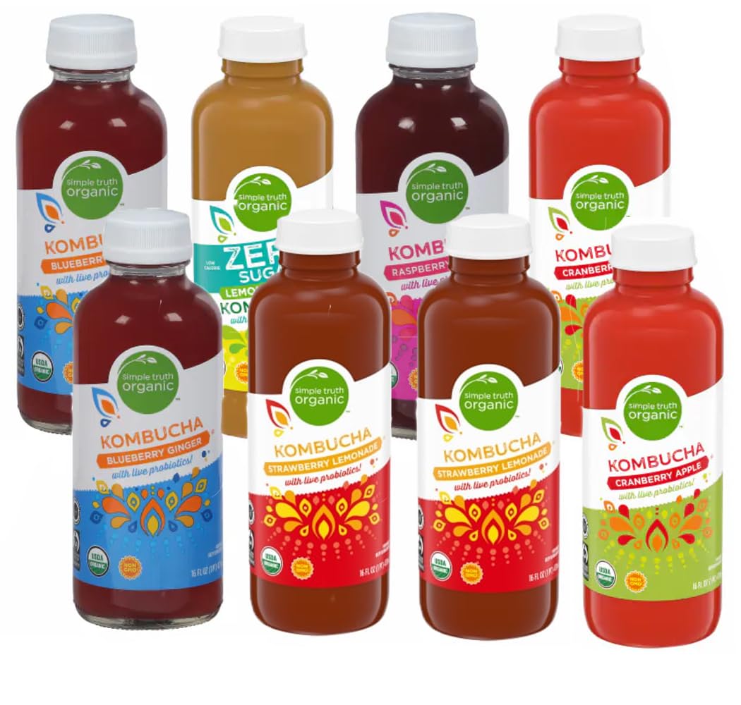 Organic Kombucha Drink Variety Pack - 8 Flavors (16 fl oz, Pack of 8) | Probiotic Gut Health Beverage for Wellness, Detox & Energy Boost - Perfect for Office, Gym & Healthy Lifestyle
