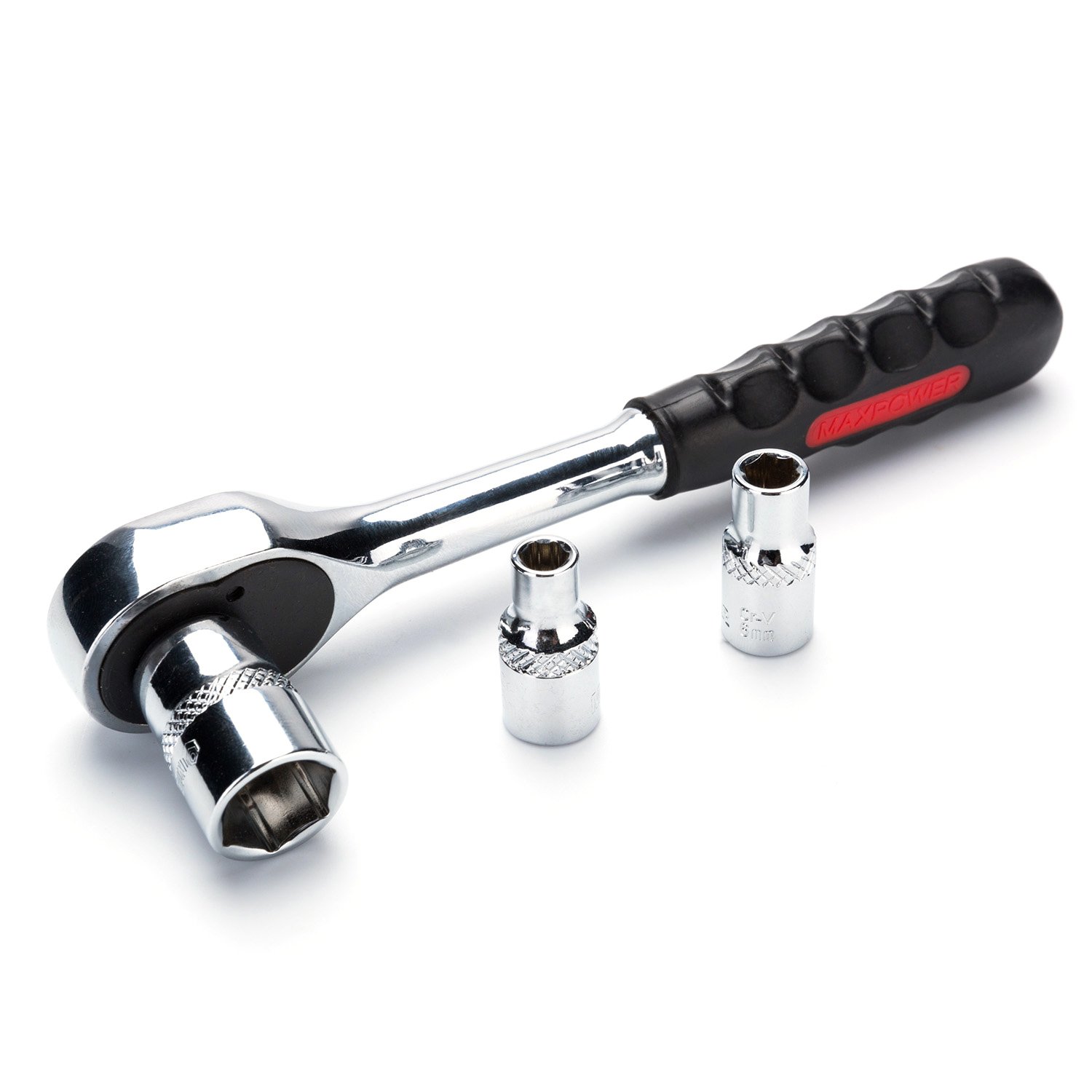 MAXPOWER 11-Piece 1/4-inch Ratcheting Socket Wrench Metric Set (5mm-14mm) - Quick Release Reversible Ratchet Handle with Hanging Rack - Perfect for Automotive Repair, DIY Projects & Home Maintenance