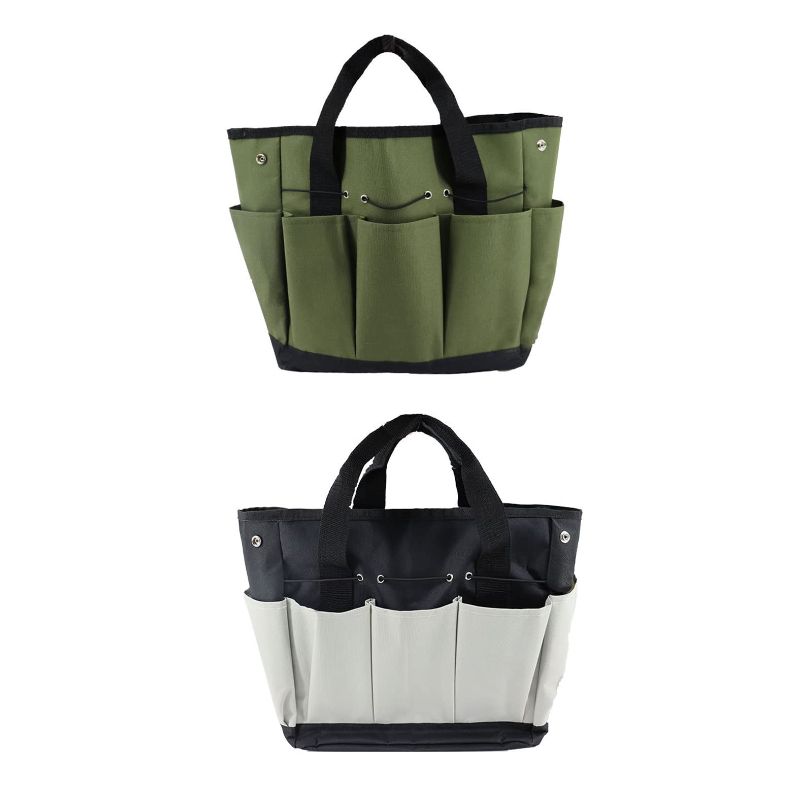 Durable Multi-Pocket Gardening Tool Bag - Heavy Duty Hardware Storage Organizer with Adjustable Shoulder Strap (Army Green/Black & White) - Perfect for Landscaping, DIY Projects & Outdoor Work