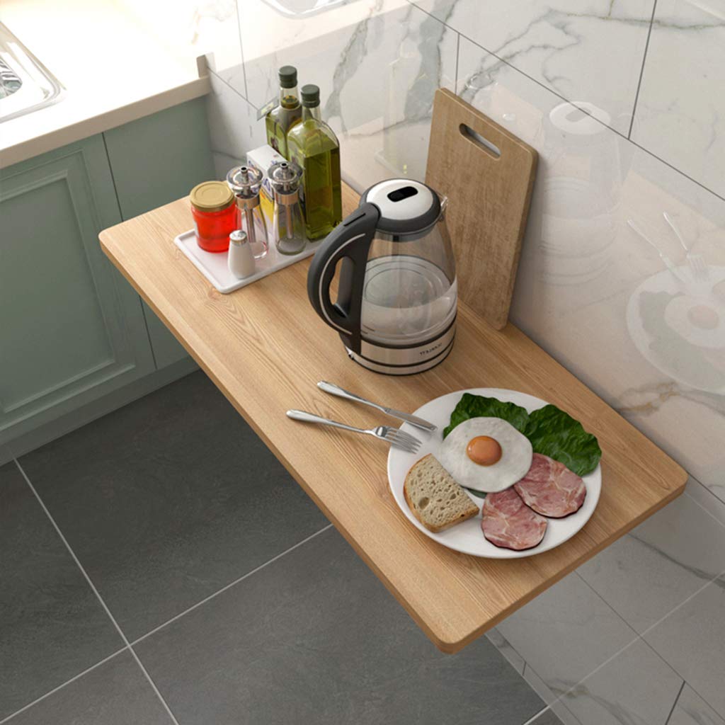 Wall Mounted Drop-Leaf Desk - Heavy Duty Folding Computer Table with Shelf Bracket, Space Saving Kitchen & Office Desk for Small Spaces, Perfect for Home Office, Laundry Room or Dorm Room Workspace