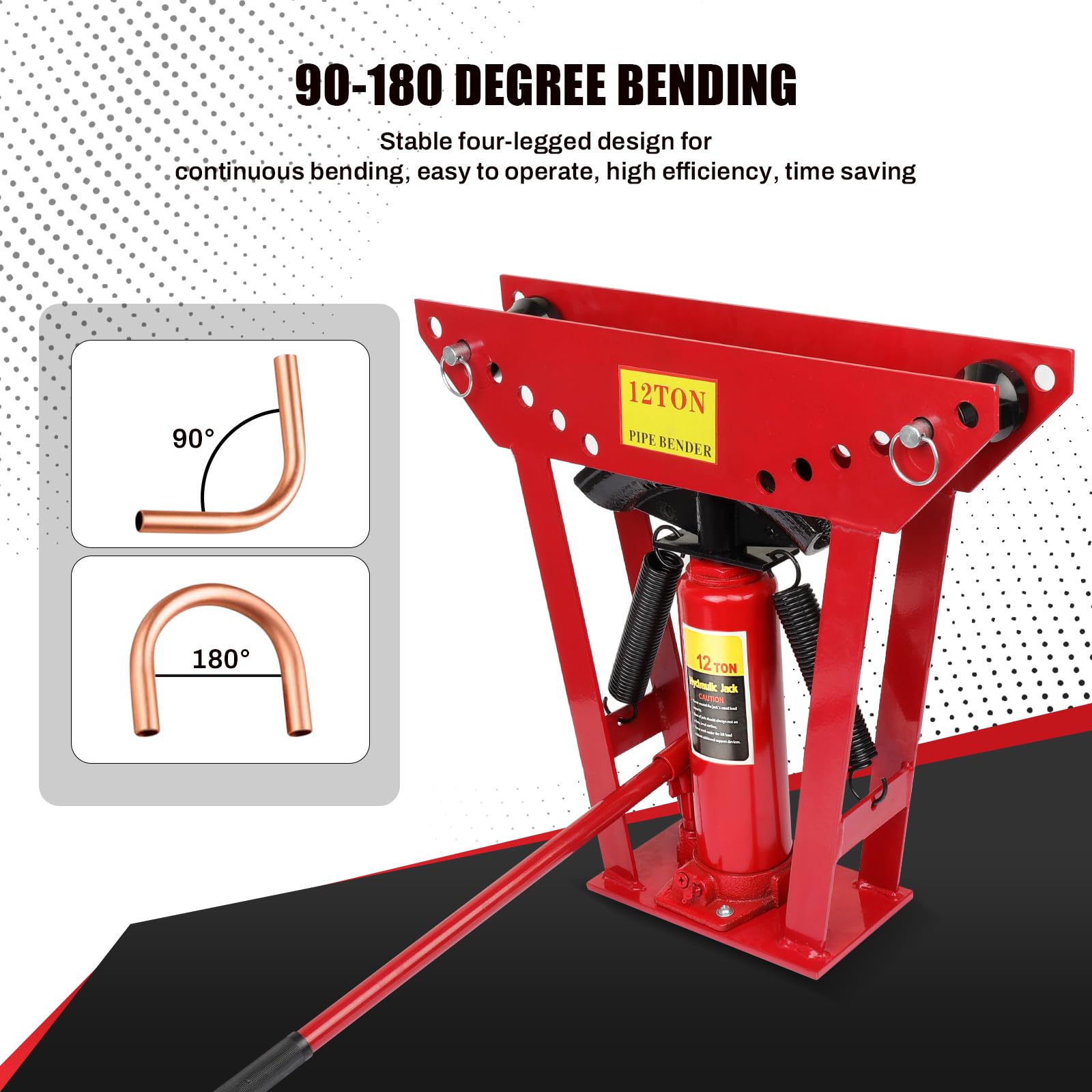 12 Ton Hydraulic Pipe Bender with 6 Dies (1/2
