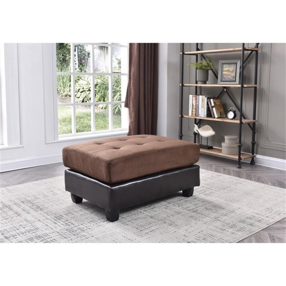 Premium Micro-Suede Upholstered Ottoman in Chocolate Brown - Soft Footrest, Storage Bench & Accent Seat for Living Room, Bedroom & Home Decor