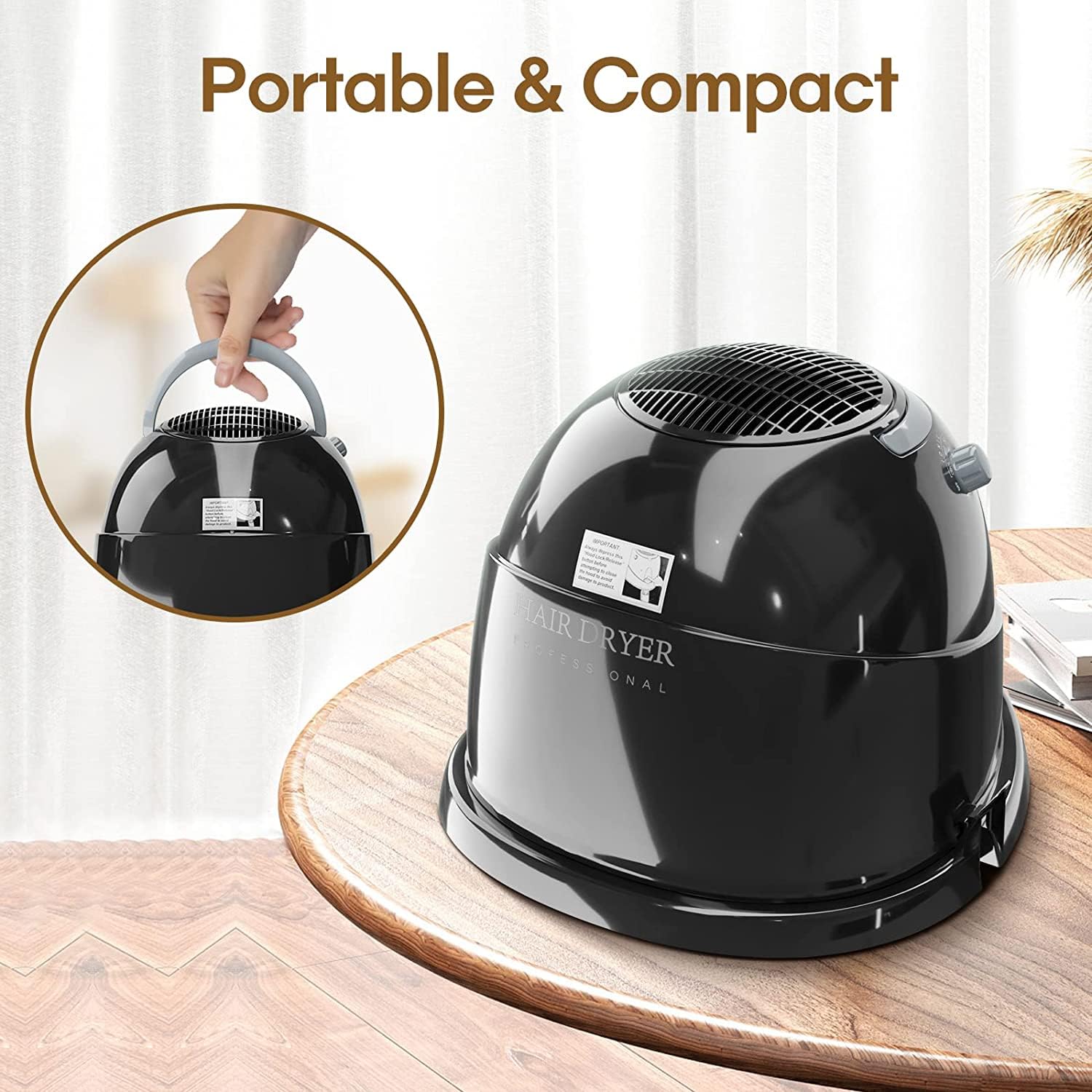 1875W Professional Bonnet Hair Dryer with 3 Heat Settings & Ceramic Tourmaline Technology - Portable Salon & Home Hair Dryer for Women - Perfect for Curly Hair, Deep Conditioning & At-Home Styling