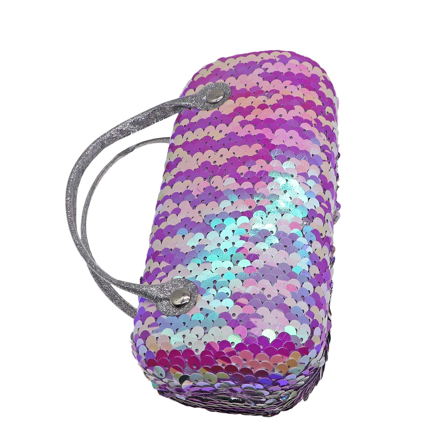 Reversible Sequins Glasses Case for Women, Kids, Girls & Boys - Sparkly Hard Shell Eyeglass Pouch with Handle | Perfect for School, Travel & Gift Giving