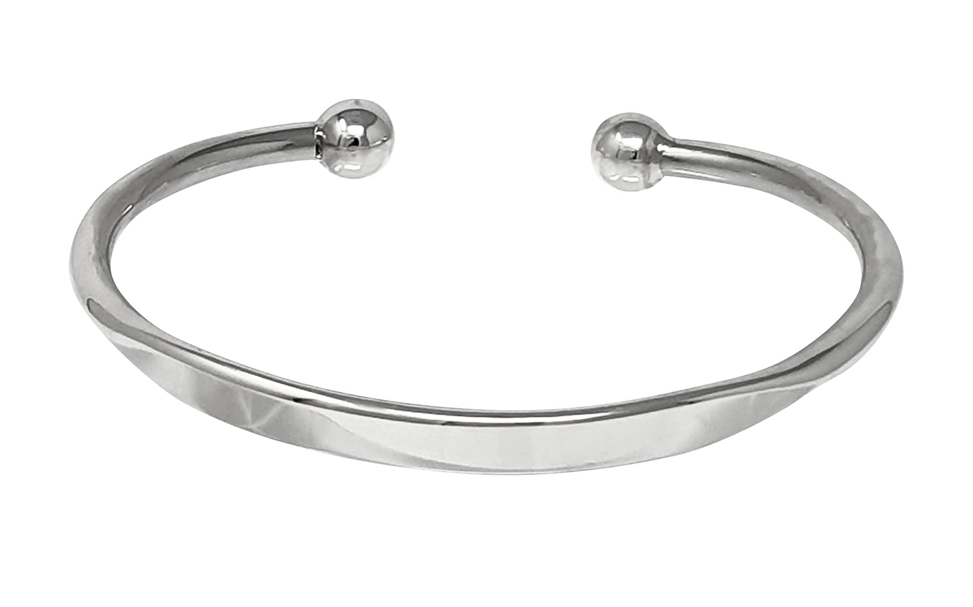 TreasureBay 925 Sterling Silver Torque Bangle Bracelet for Men - Solid Plain Silver Cuff Bracelet - Perfect for Gifts, Weddings & Everyday Wear